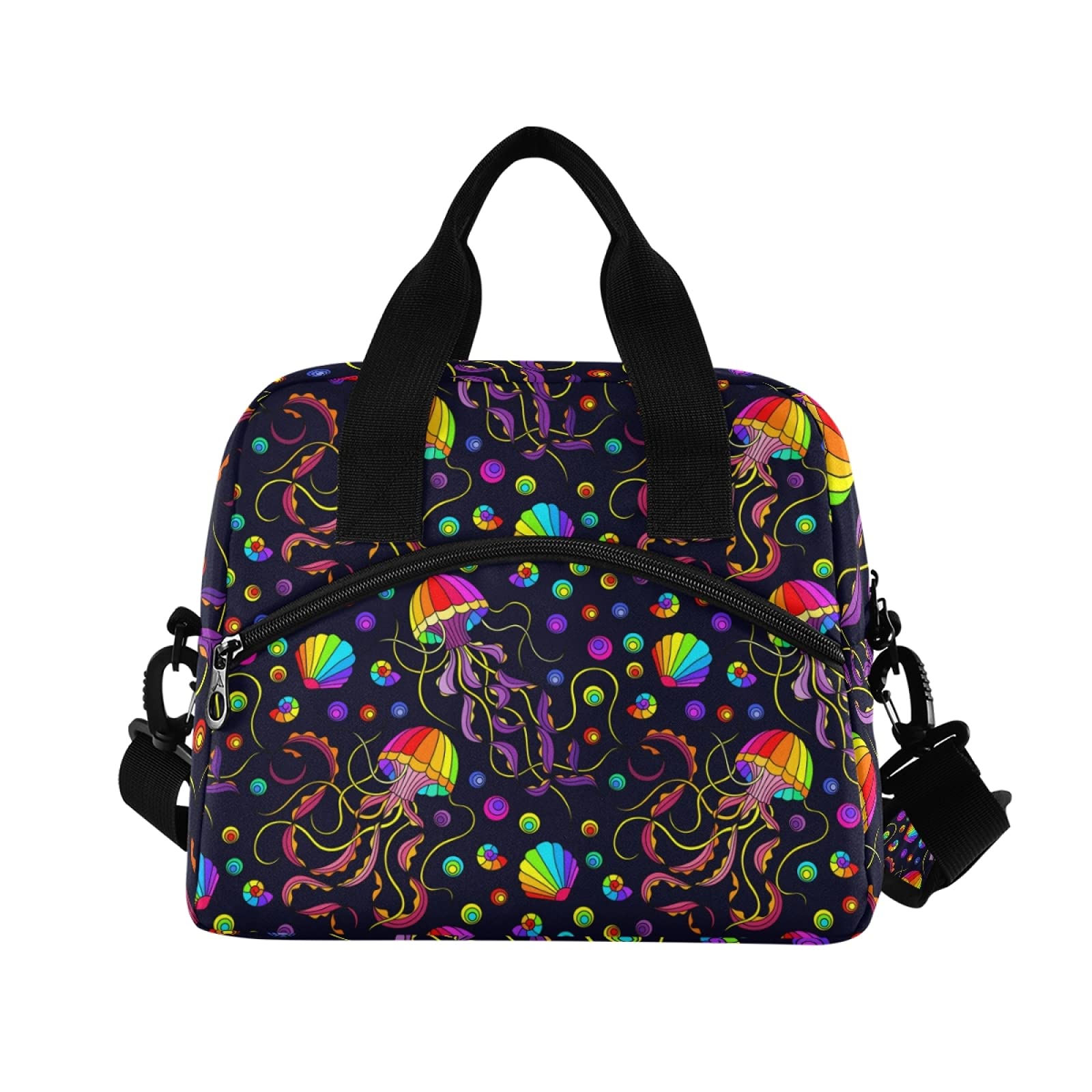 SUABO Insulated Lunch Cooler Bag for School, Work & Picnics - Rainbow Octopus & Jellyfish Design Tote Lunch Bag for Women & Men - Perfect for Office, Beach & Outdoor Activities