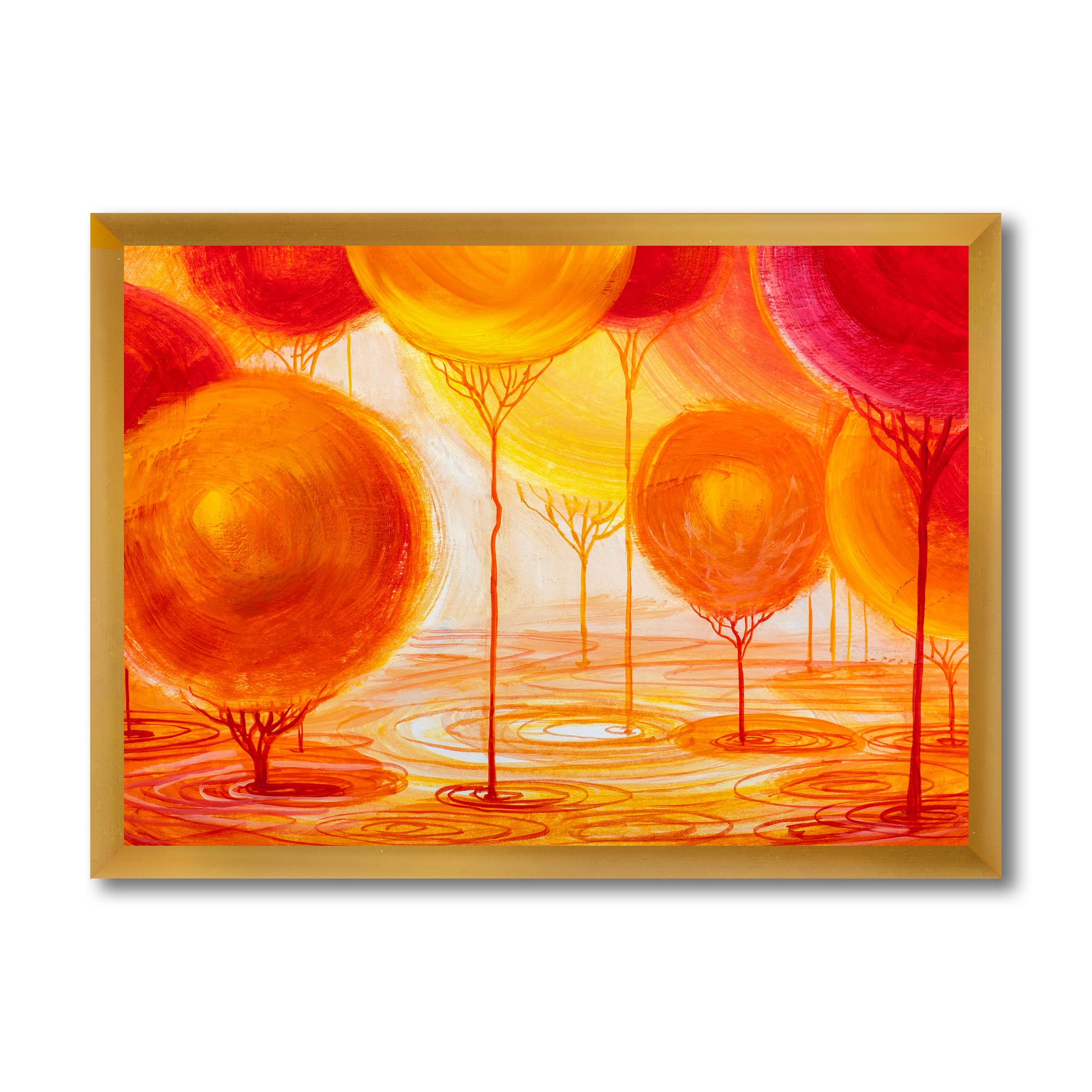 DesignQ Colorful Ornamental Trees II - Modern Framed Canvas Wall Art for Living Room, Bedroom & Office Decor | Vibrant Home Decorations