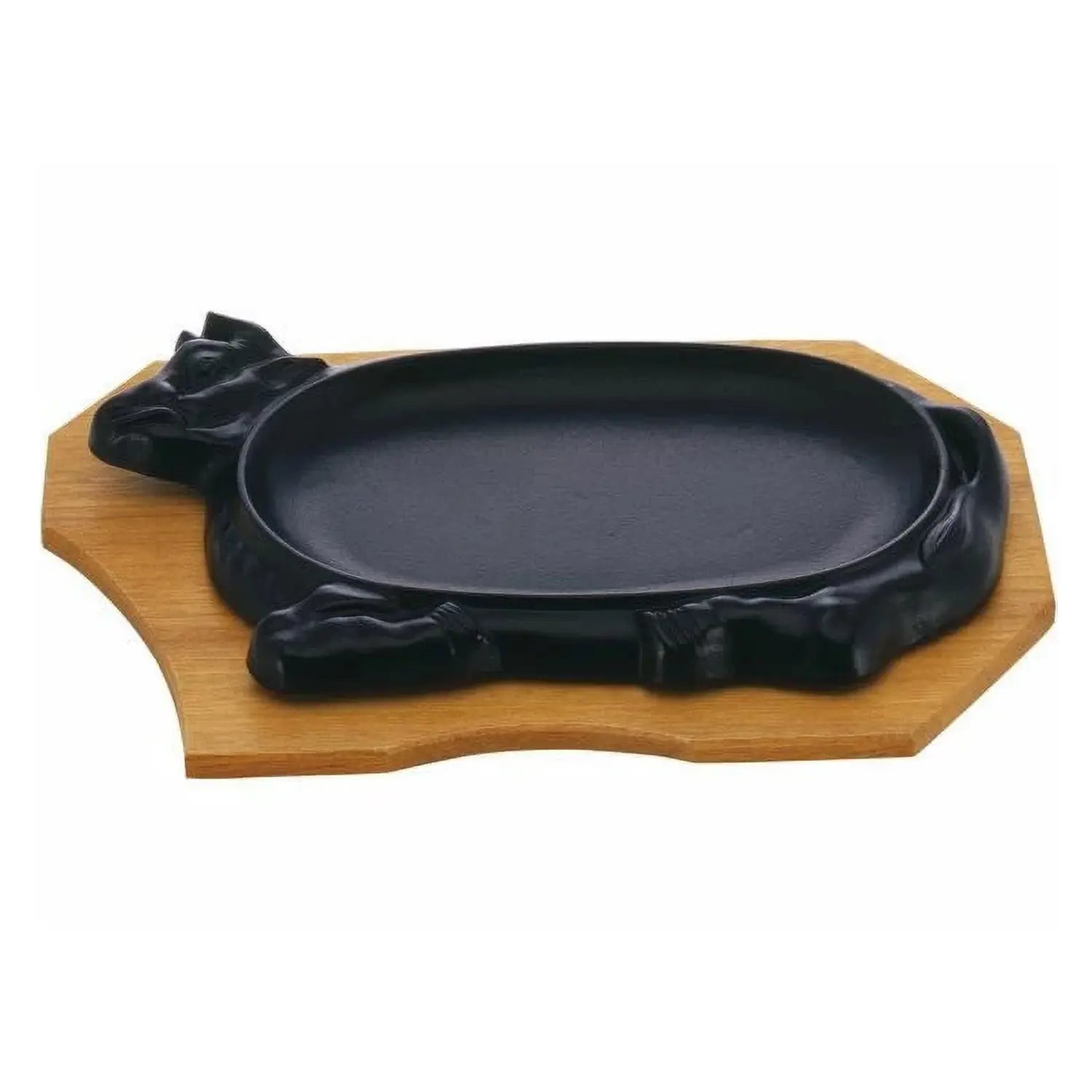 Premium Ikenaga Cast Iron Sizzling Platter - 12 Inch Steak Plate for Sizzling Fajitas, Steak & Burgers - Perfect for Restaurants, BBQ & Outdoor Cooking