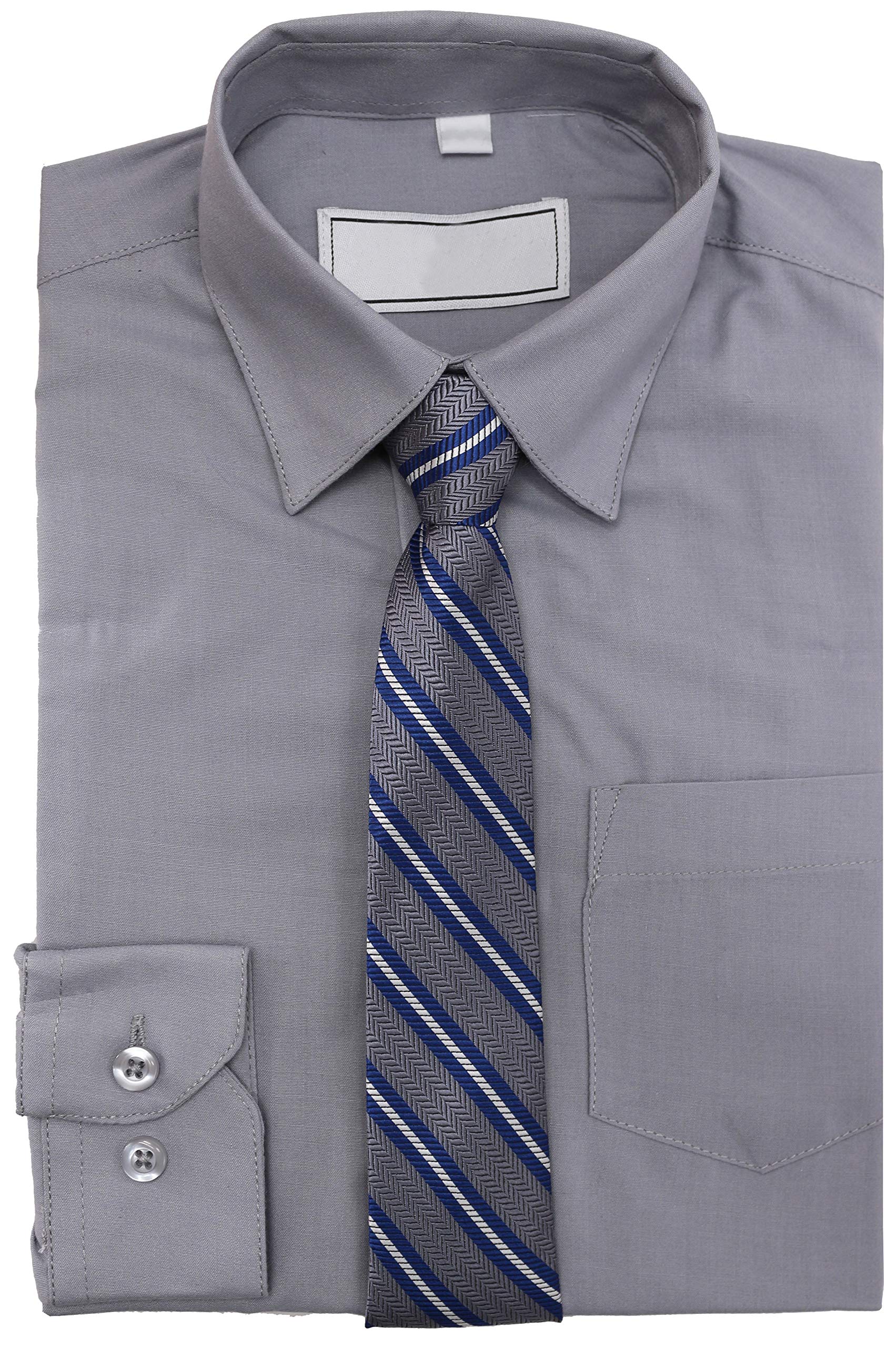 Vkwear Boys Long Sleeve Dress Shirt & Tie Set for Kids Toddlers - Formal Outfit for School, Church, Weddings & Special Occasions