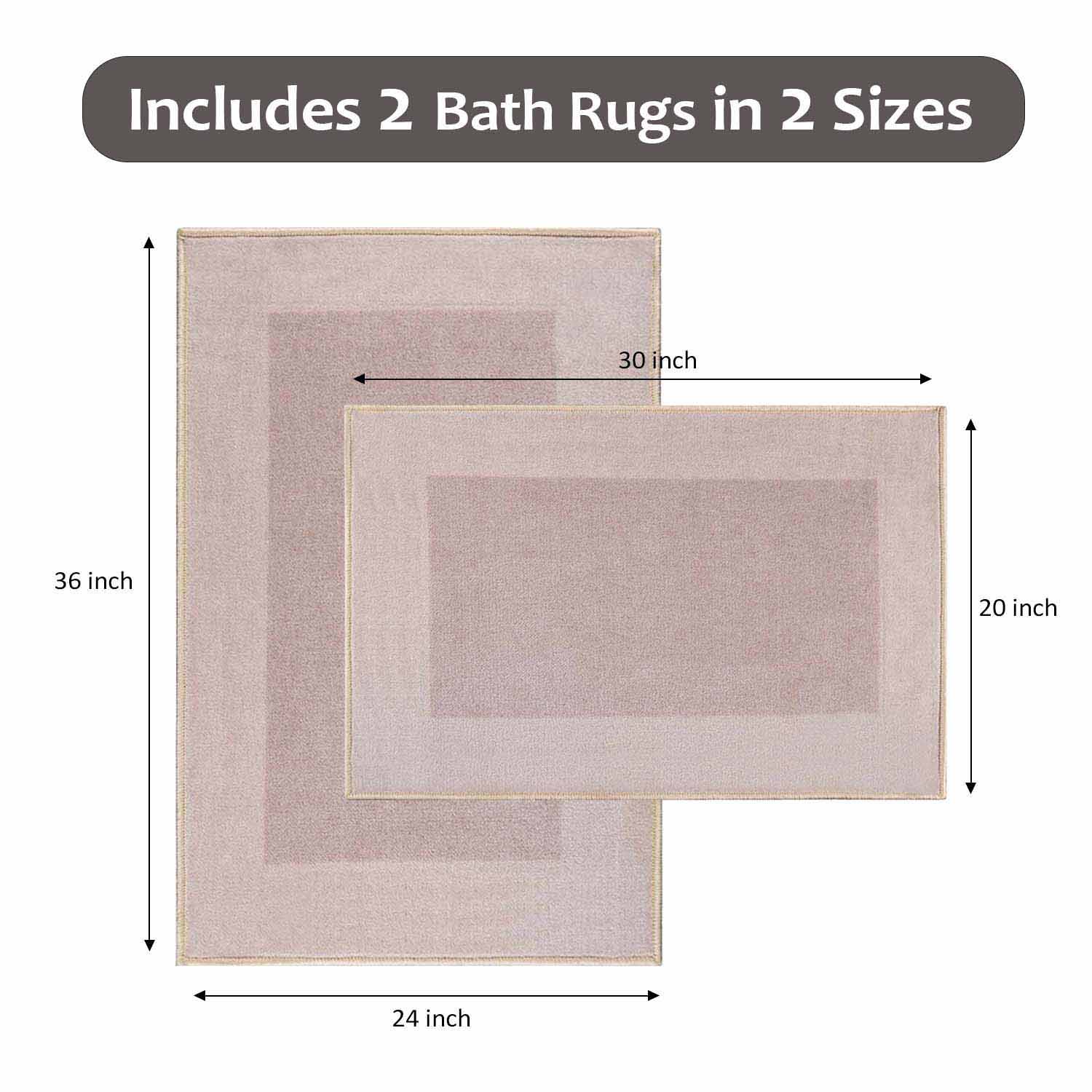 Non-Slip Machine Washable Bath Mat Set - Soft Absorbent Bathroom Rug for Shower, Tub & Floor - Home Decor & Safety (Rome Style) - Perfect for Bathrooms, Laundry Rooms & Spa Areas
