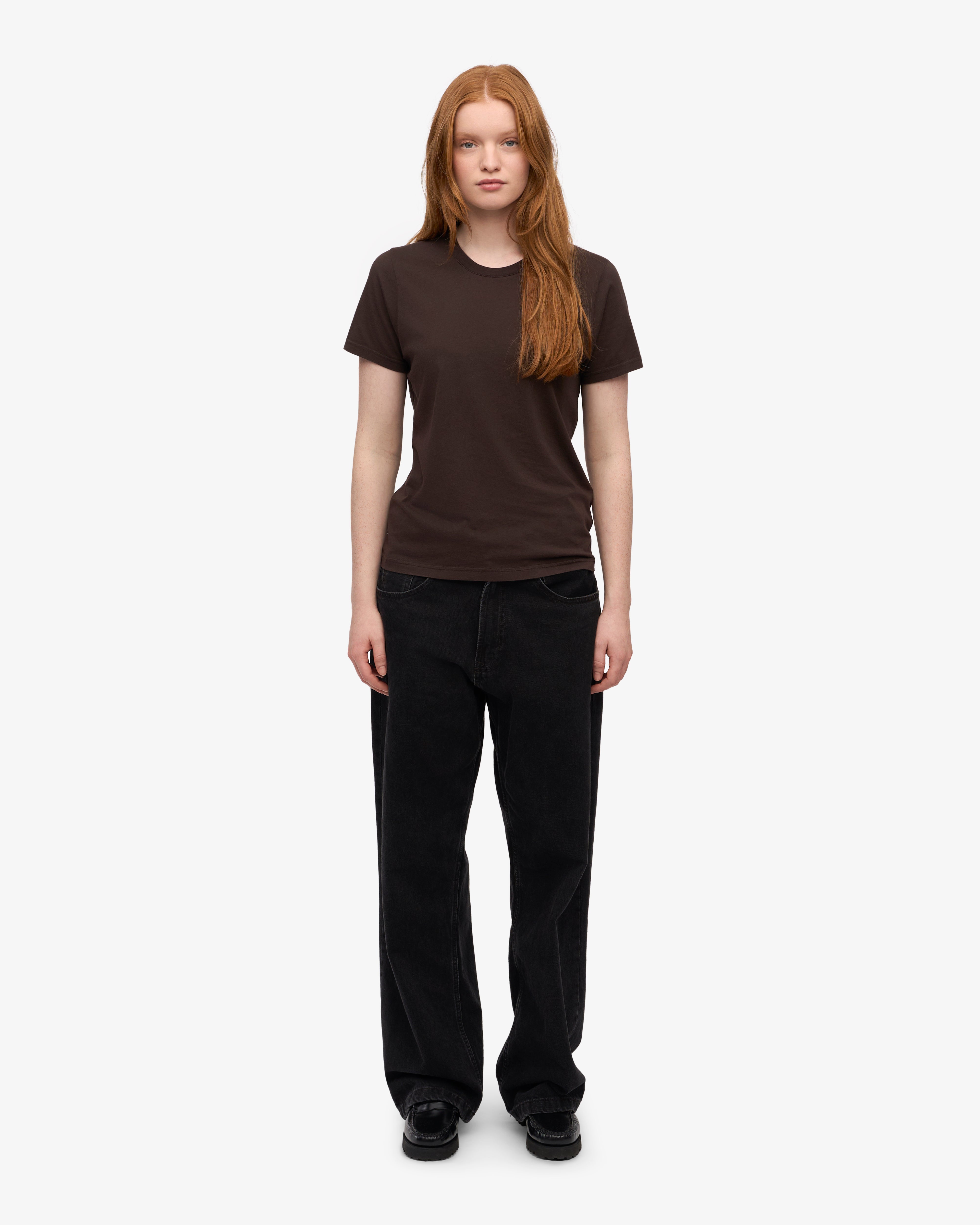 Organic Cotton Women's Lightweight T-Shirt in Coffee Brown - Perfect for Casual Wear, Yoga & Everyday Comfort