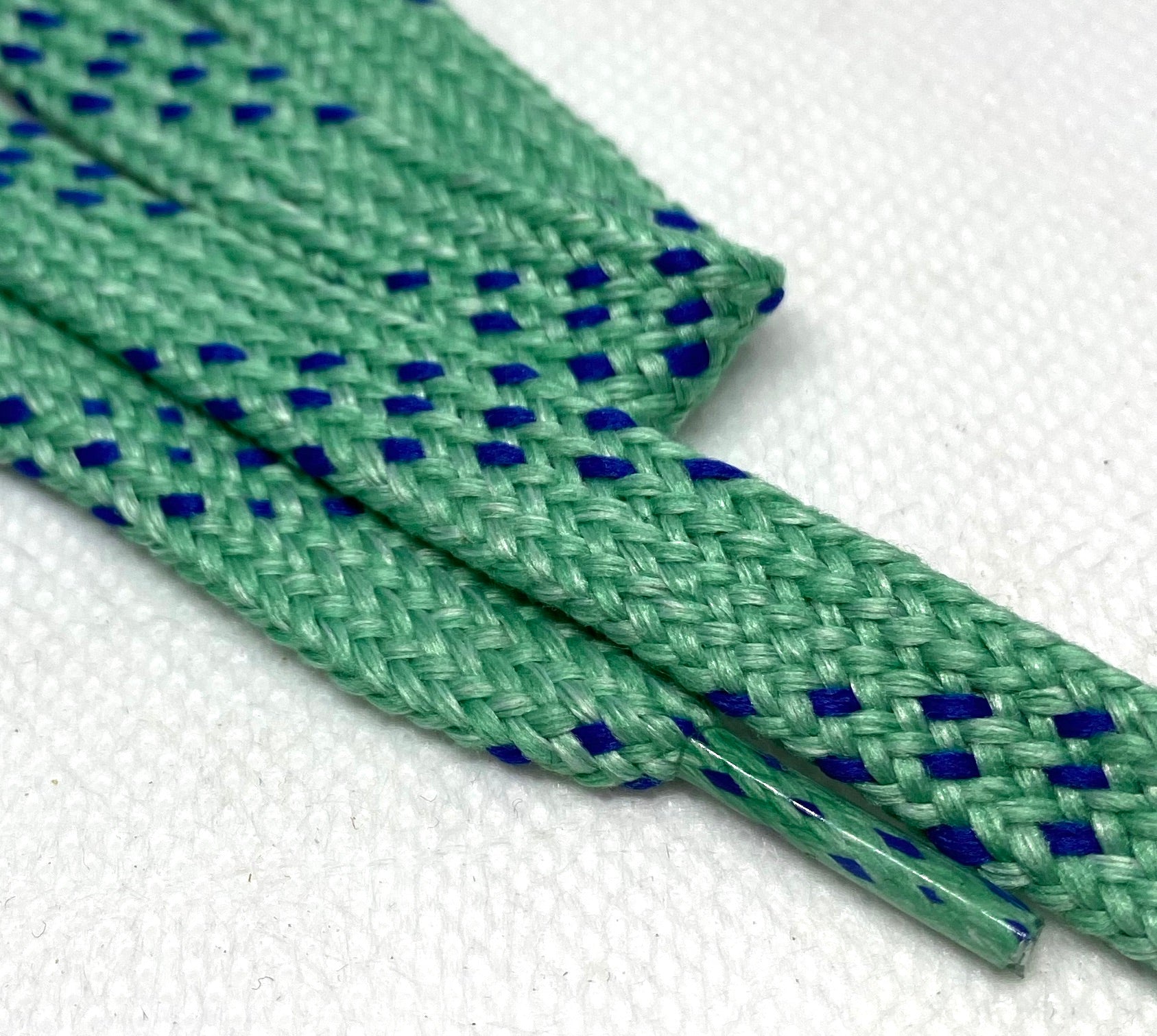 Premium Sport Shoelaces - Frost Green with Royal Blue Accents - Durable & Non-Slip for Running, Basketball & Workout Shoes