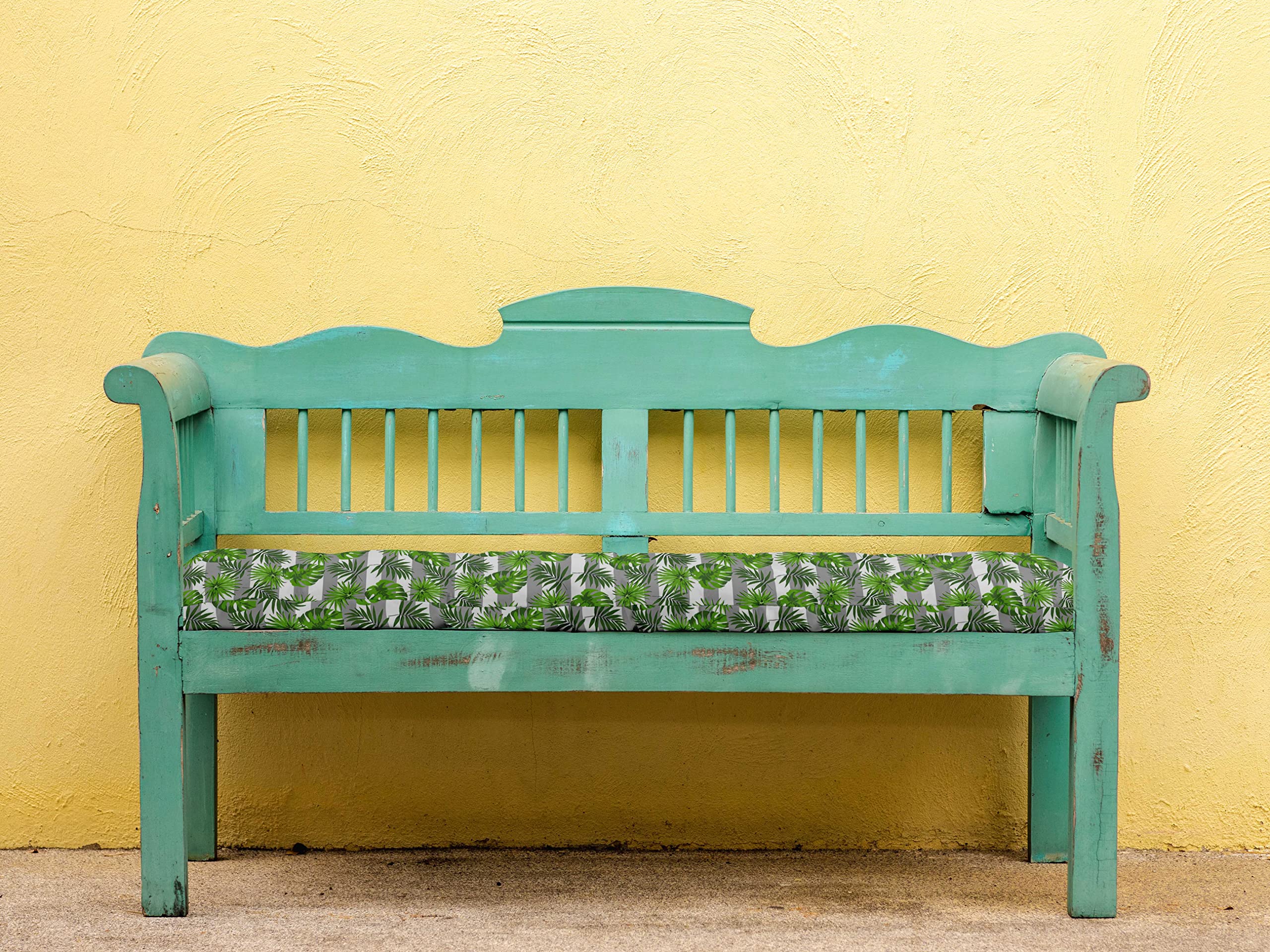 Water-Resistant Printed Outdoor Bench Cushion - Light Gray Patio Lounger Seat for Garden, Front Porch & Outdoor Furniture - Perfect for Relaxing in Backyard, Poolside or Deck