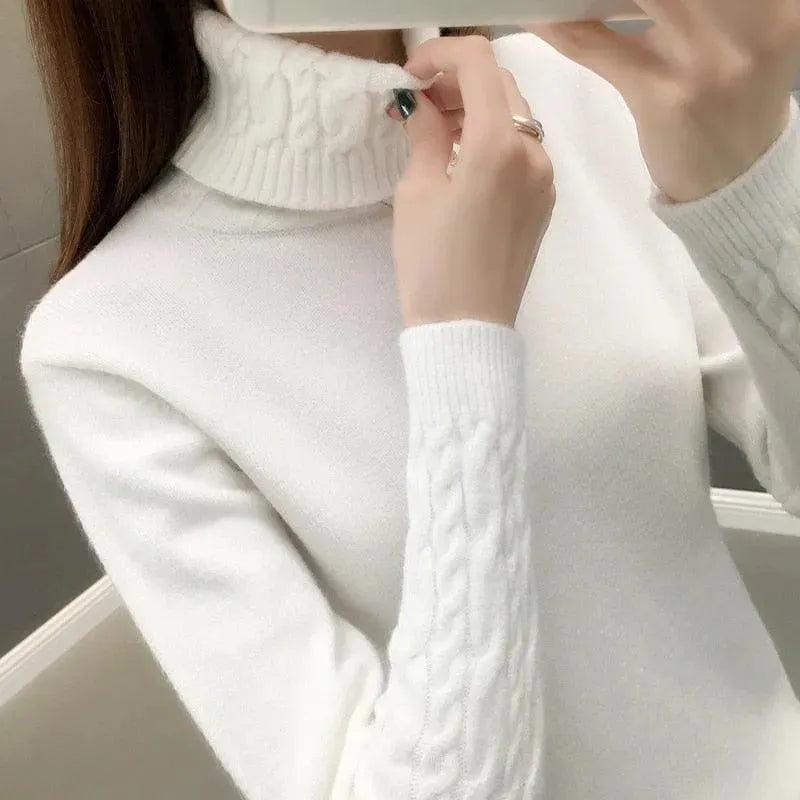 V-Neck Turtleneck Sweater for Women - Soft & Warm Winter Knit Pullover - Perfect for Office, Casual Outfits & Holiday Gatherings