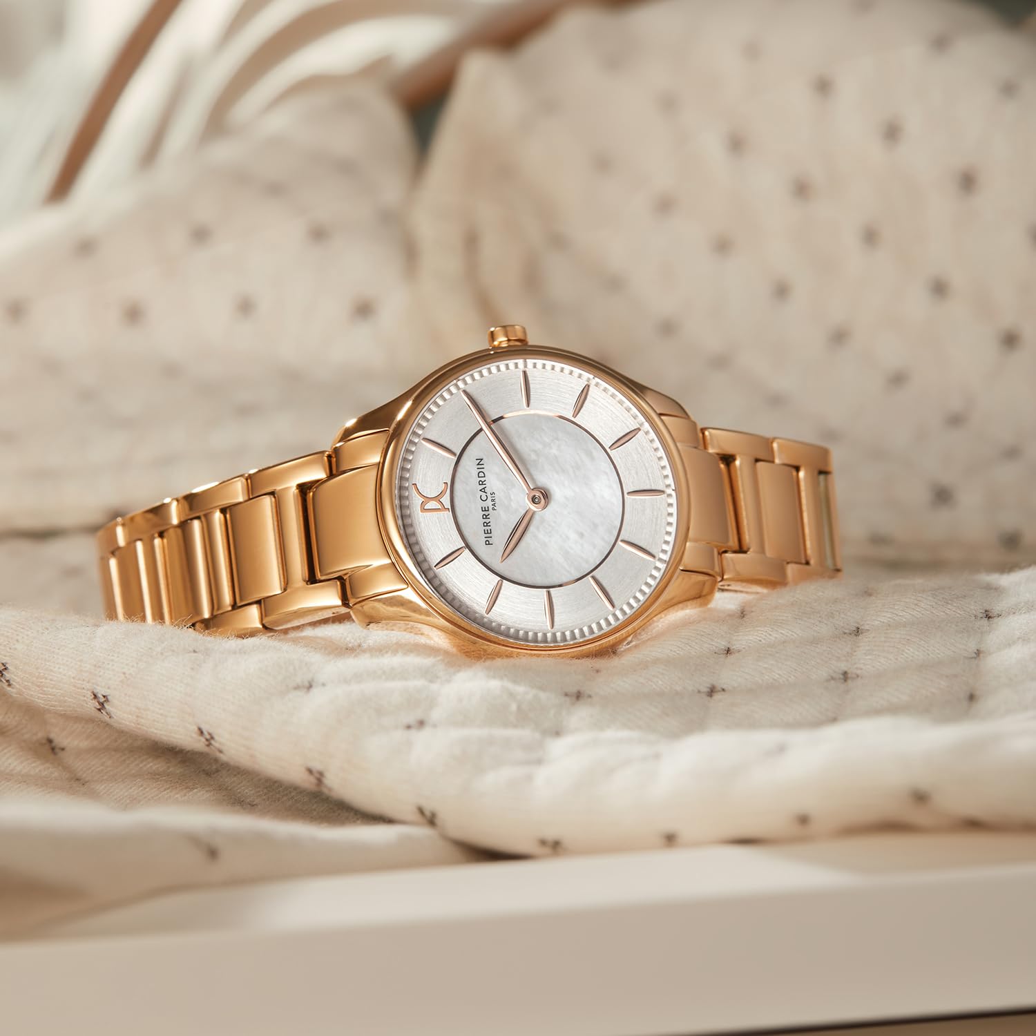 Pierre Cardin Vivienne Women's White MOP Analog Watch - CRV.0007 | Elegant Dress Watch for Office, Party & Special Occasions