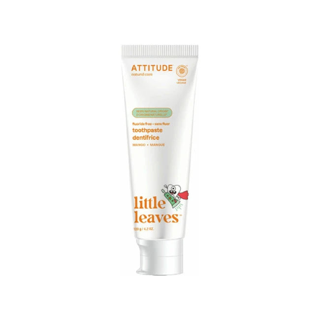 Attitude Kids Fluoride-Free Toothpaste - Natural Mango Flavor for Children | Safe & Gentle Dental Care for Kids | Perfect for Daily Brushing at Home & Travel
