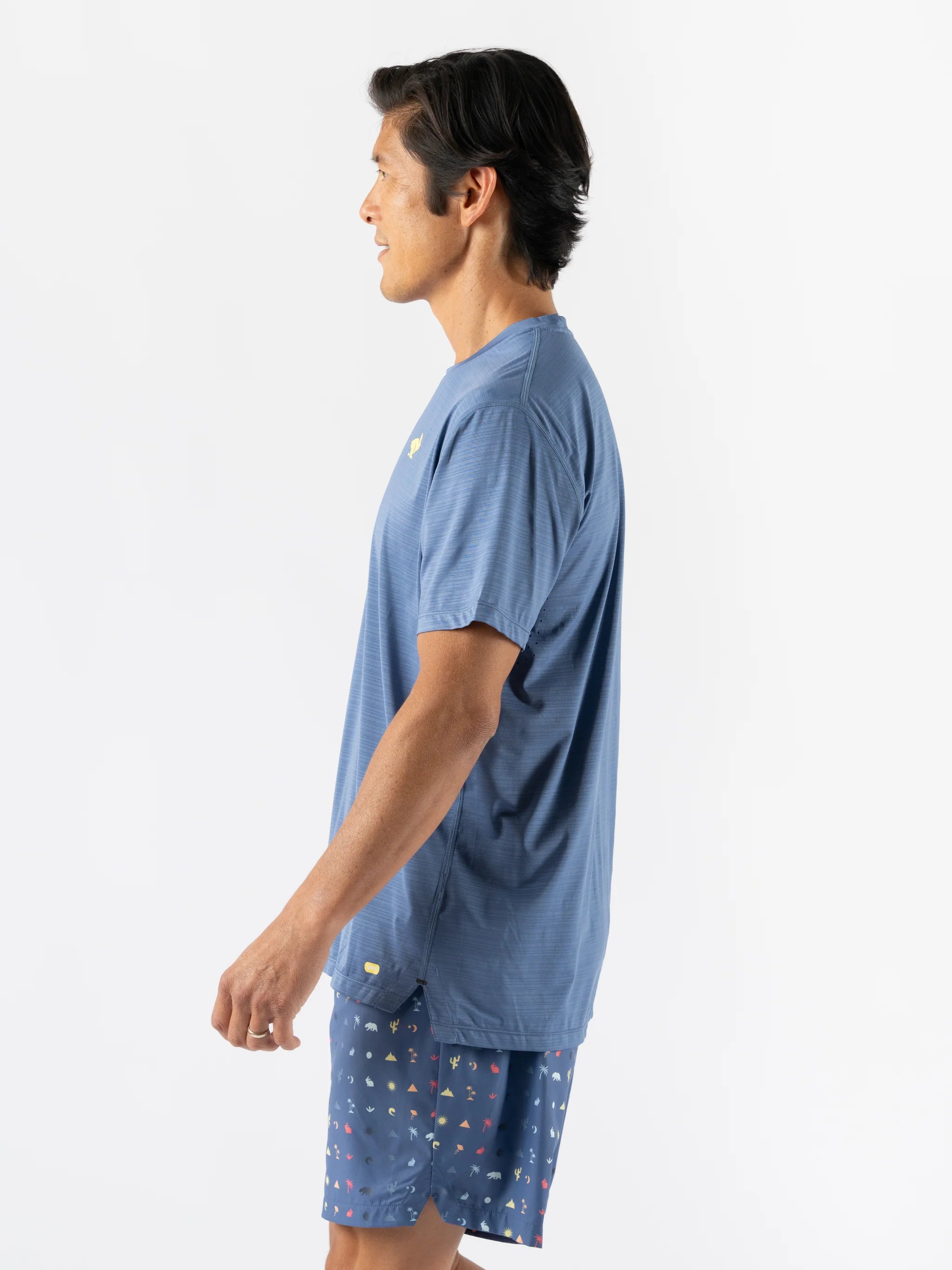 Men's UPF 50+ Sun Protection Short Sleeve T-Shirt - Moisture Wicking & Breathable - Bijou Blue - Perfect for Hiking, Running & Outdoor Activities