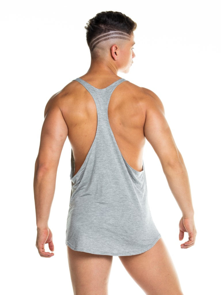 Gigo Forever Stringer Tank Top for Women - Soft Grey Cotton Workout & Casual Wear - Perfect for Gym, Yoga, and Everyday Fashion