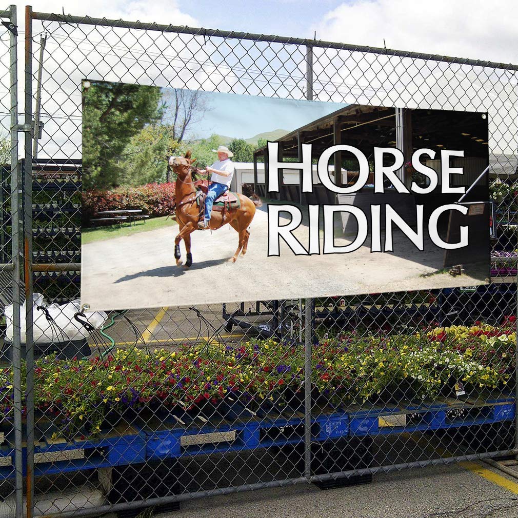 Durable 60x144 Inches Vinyl Banner for Horse Riding & Outdoor Advertising - Weatherproof, Industrial Yard Sign with 10 Grommets | Perfect for Equestrian Events, Business Promotion & Outdoor Decor