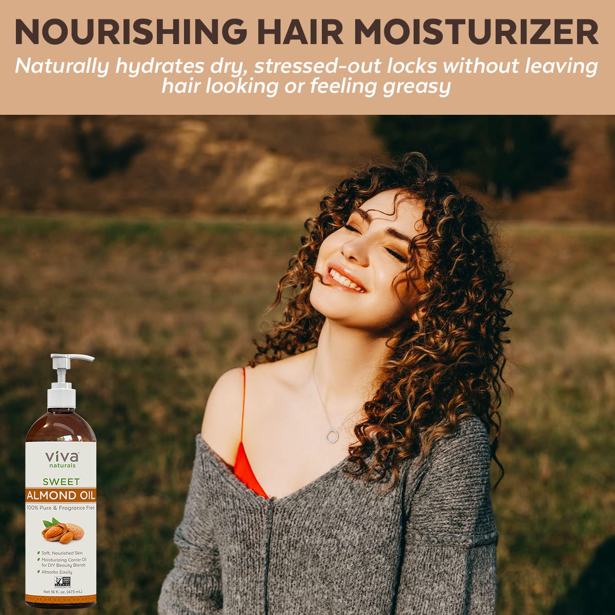 Organic Sweet Almond Oil 16 oz (Pack of 2) - Pure Cold Pressed for Skin & Hair Care - Natural Moisturizer for Face, Body & Scalp - Unscented Massage Oil for Relaxation & Aromatherapy - Perfect for DIY Beauty Recipes & Spa Treatments