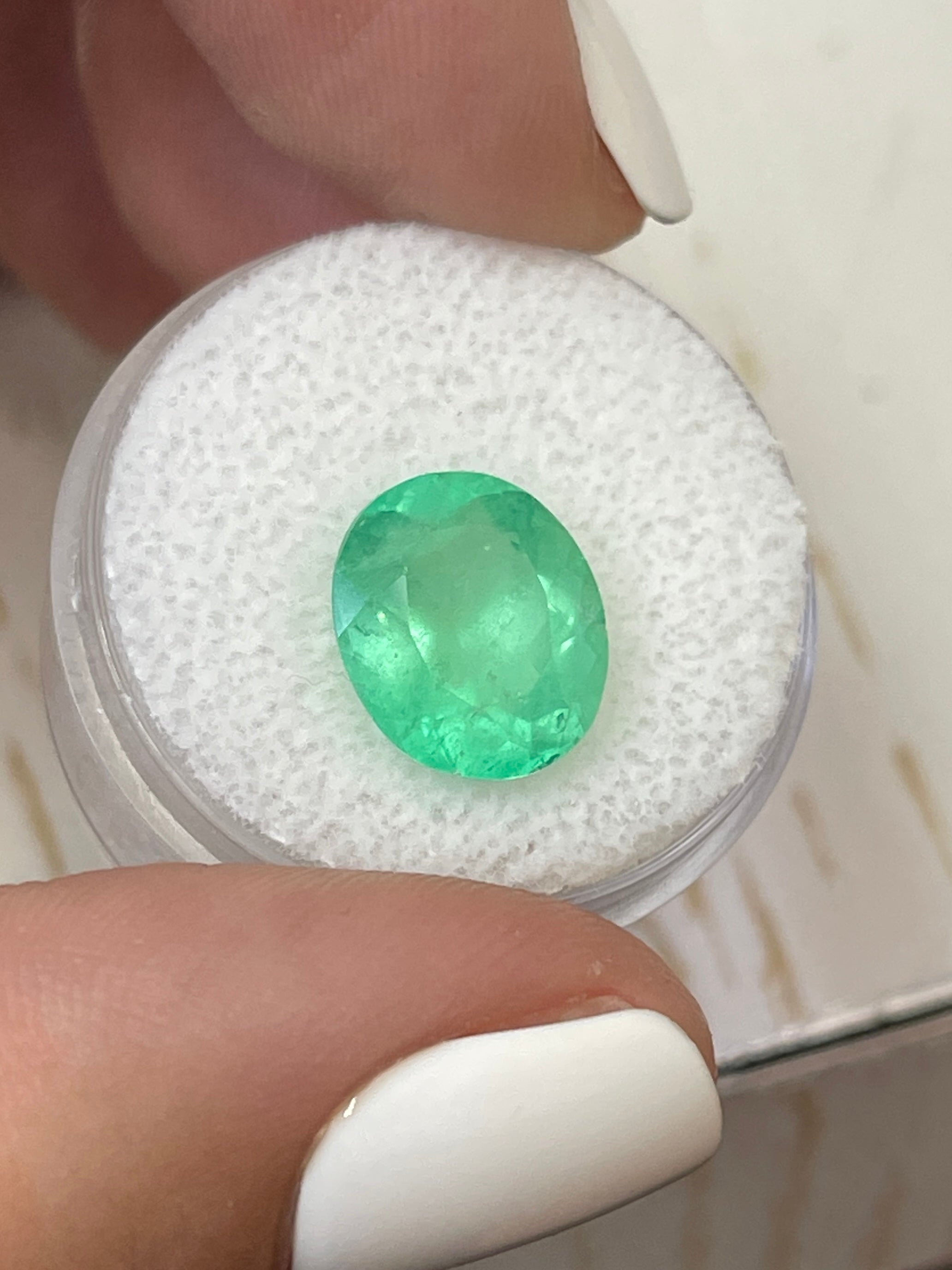 5.21 Carat 12x10mm Yellowish Green Natural Loose Colombian Emerald Oval Cut Gemstone for Jewelry Making, Engagement Rings & Luxury Collections