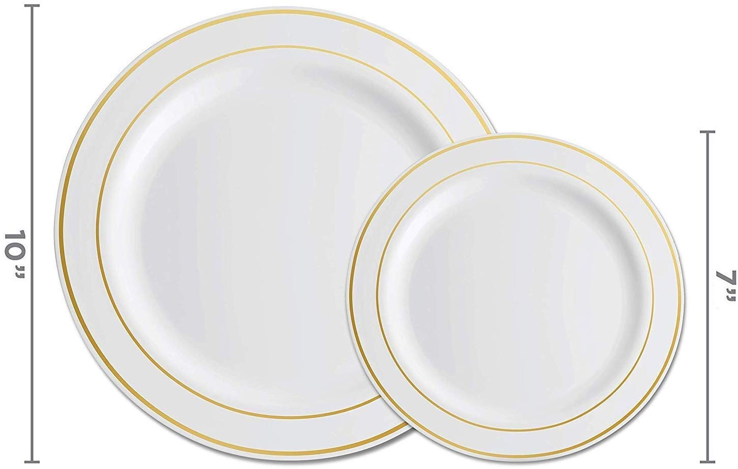 Munfix 600-Piece Disposable Plastic Dinnerware Set - 100 Gold Rimmed 10