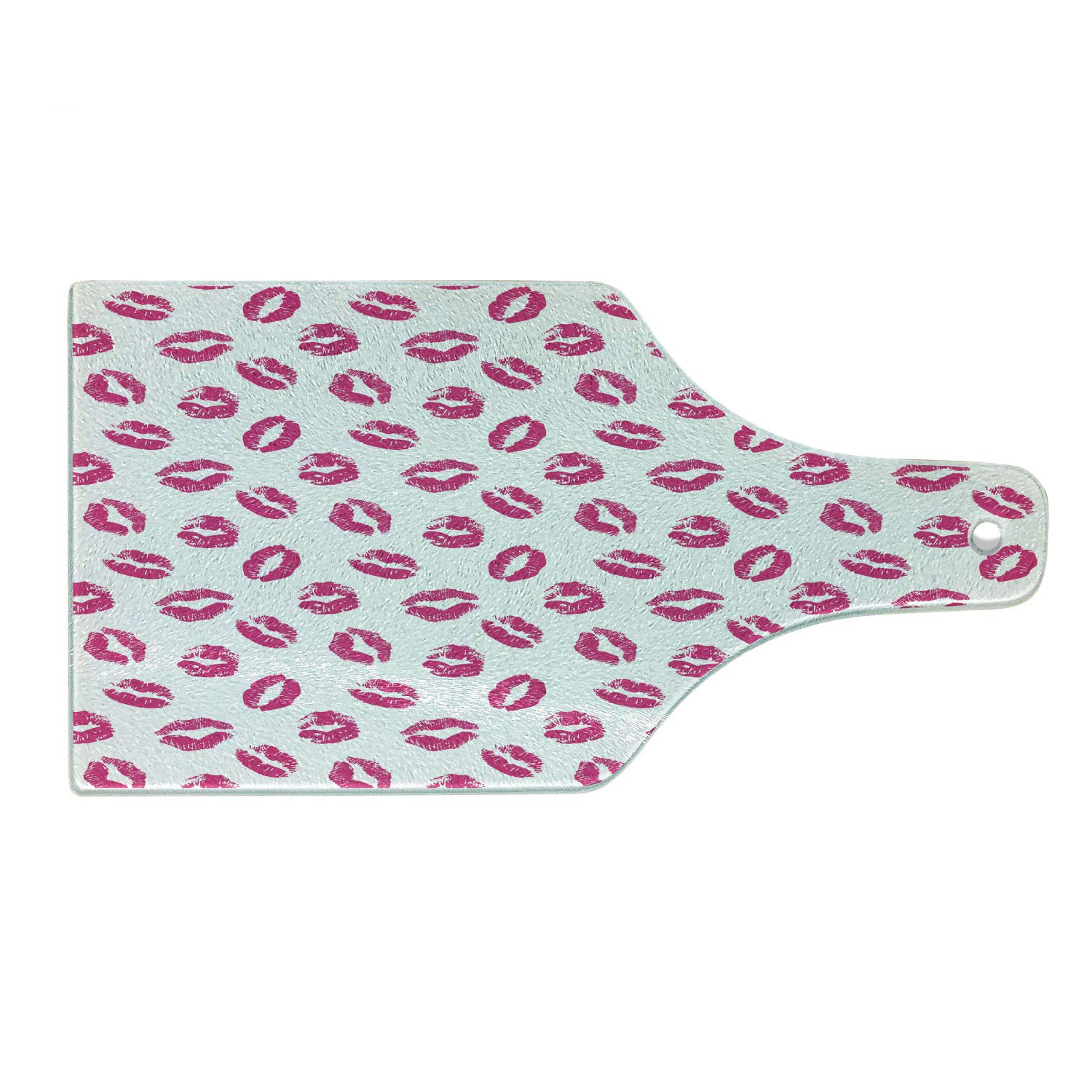 Ambesonne Lipstick Kiss Print Tempered Glass Cutting Board - Vibrant Hot Pink & Fuchsia Abstract Design, Decorative Serving Board for Kitchen, Wine Bottle Shape - Perfect for Cheese, Charcuterie & Party Platters