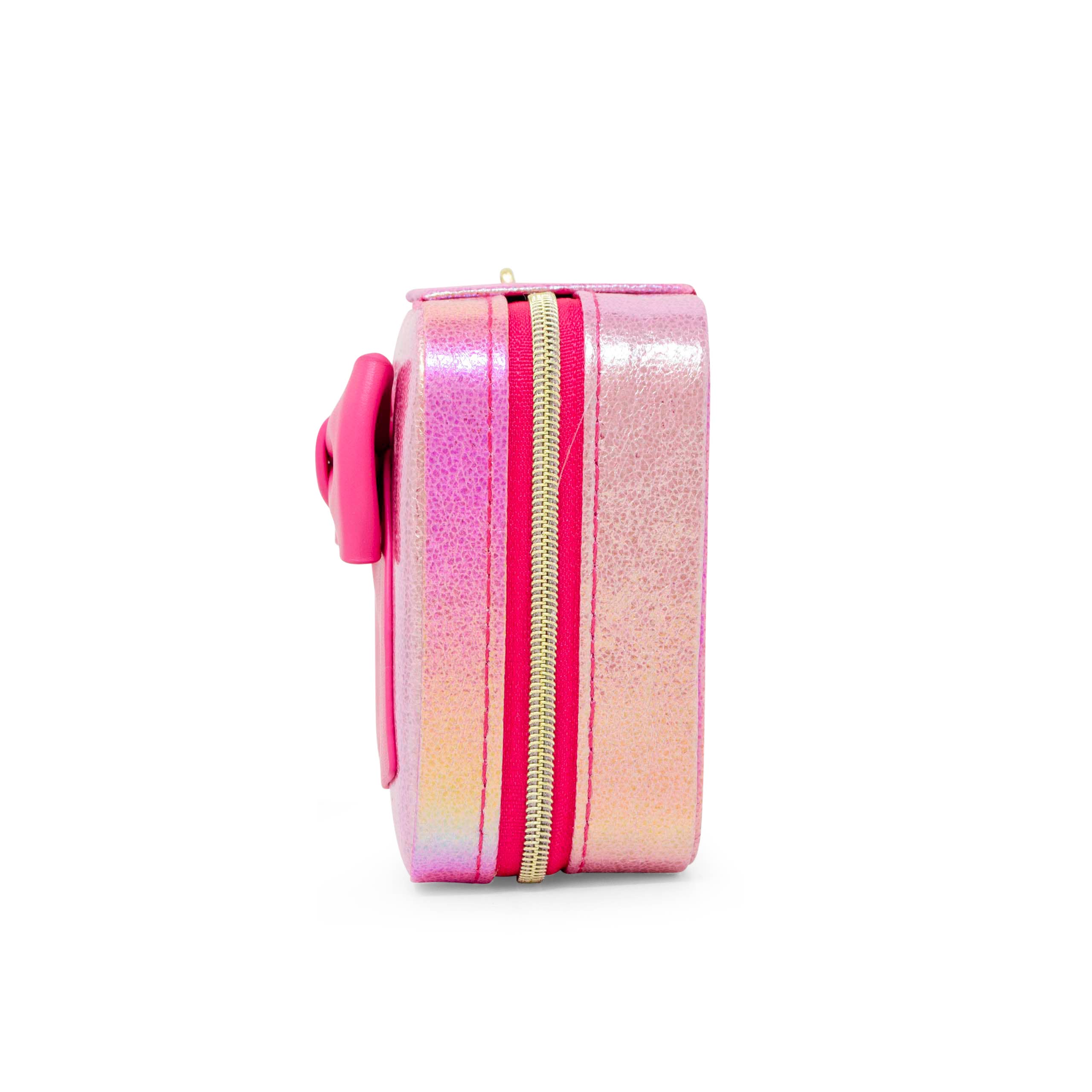 Shiny Jumbo Bow Jewelry Box - Pink Velvet Jewelry Organizer with Mirror | Perfect for Necklaces, Rings & Earrings Storage | Great Gift for Women & Girls | Bedroom, Bathroom & Travel Use