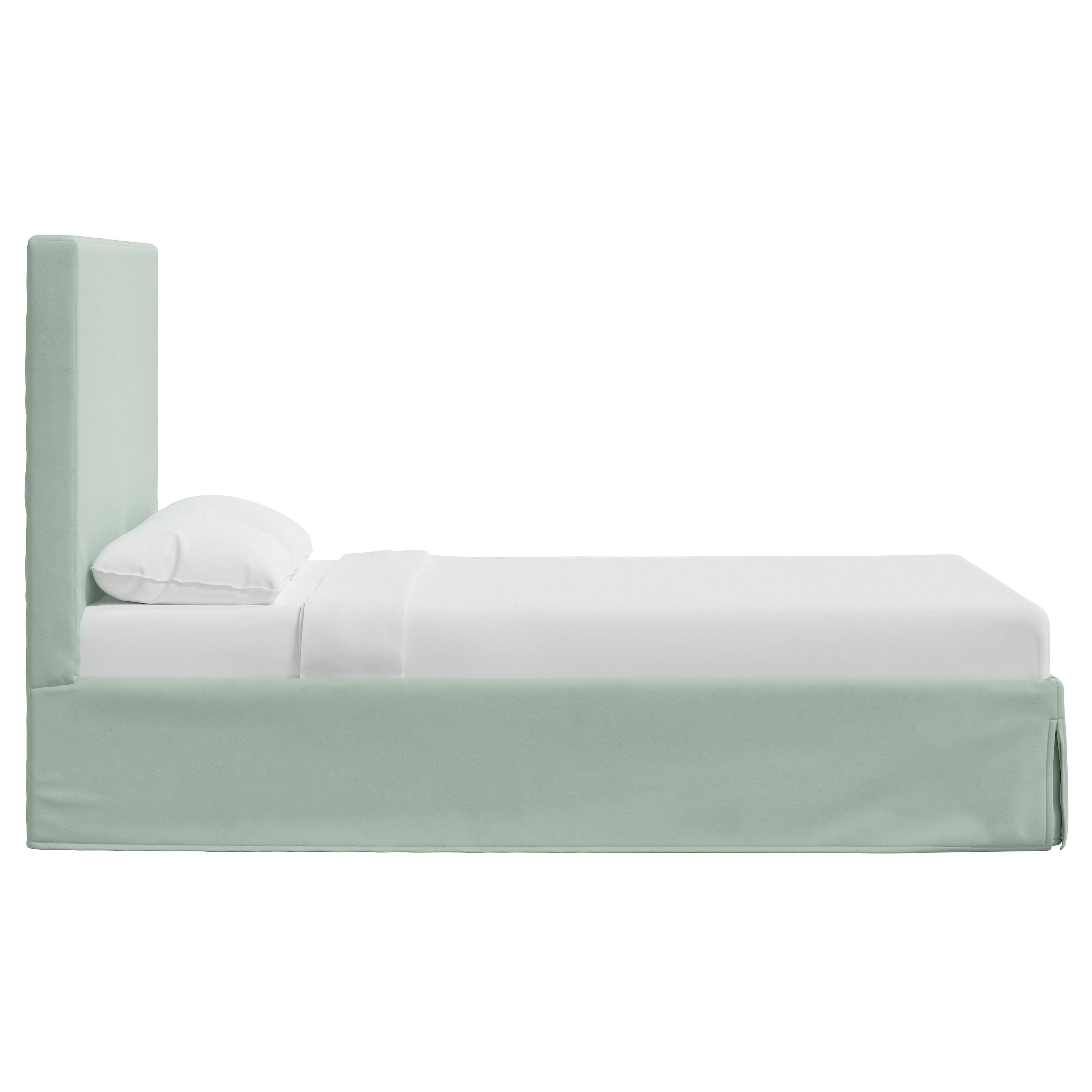 Violet Slipcovered Bed - Soft Washable Fabric Upholstered Queen Size Bed Frame with Headboard - Perfect for Modern Bedrooms, Guest Rooms & Cozy Home Decor