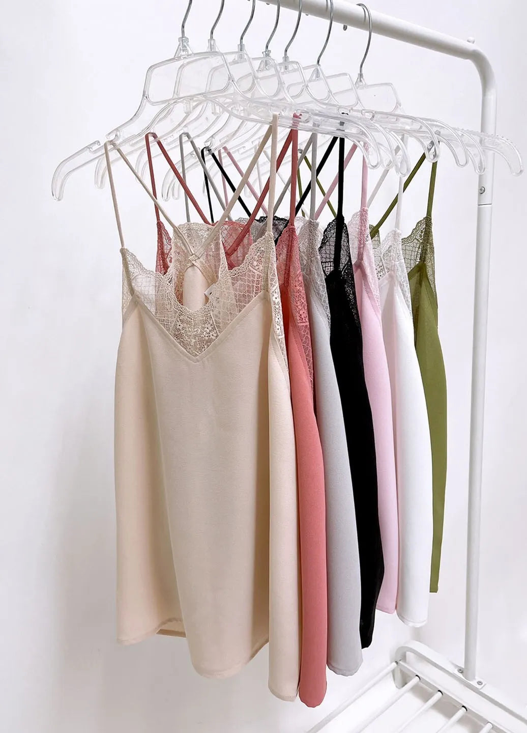BiBi Lace Cami Solid Tank Top for Women - Sexy Lace Trim Sleeveless Blouse for Summer, Date Night & Casual Outfits
