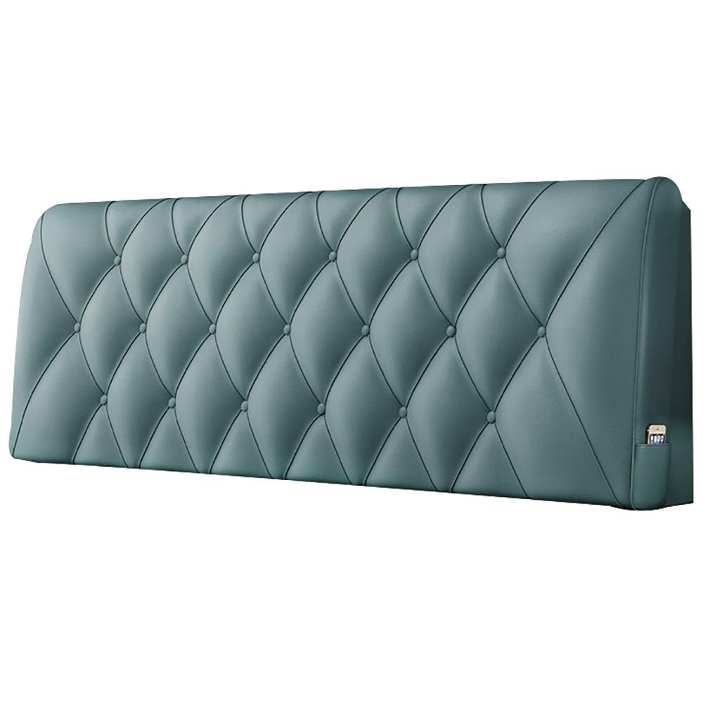 Premium Leather Bed Wedge Headboard Cushion - Removable & Adjustable for Home & Hotel Use - European Style Double Solid Wood Bed Frame - Multiple Sizes & Colors (Green, No Headboard 180cm) - Perfect for Reading, Watching TV & Back Support in Bedroom