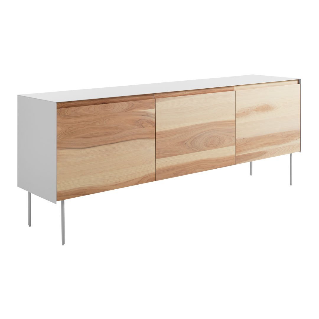 Modern 3-Door Wooden Credenza with Adjustable Shelves - Stylish Storage Cabinet for Living Room, Dining Room, or Office Organization