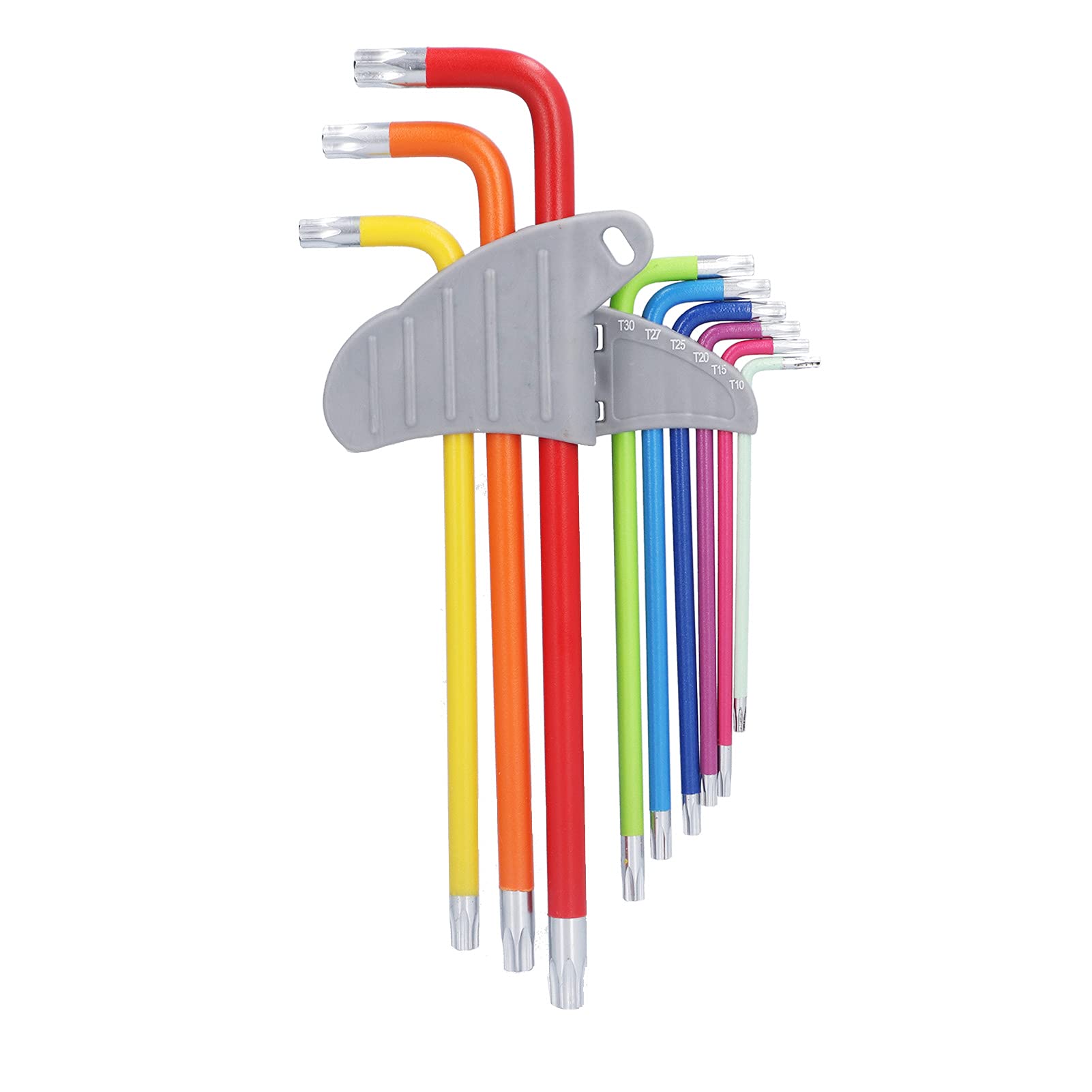 Premium 9-Piece Chrome Vanadium Steel Hex Key Set (T10-T50) - Multi-Color Folding Hex Wrench for Bike & Motorcycle Maintenance - Ideal for Tightening Screws, DIY Repairs & Automotive Projects