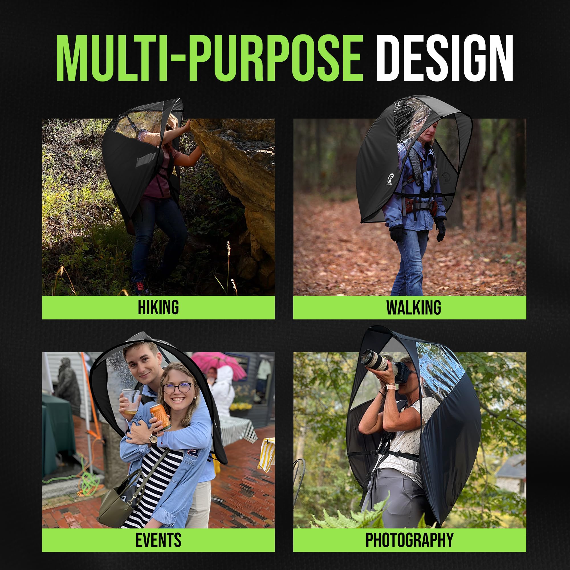 Hands Free Wearable Umbrella for Adults - Portable Shade Canopy Backpack with Adjustable Straps | Perfect for Outdoor Activities, Hiking, Festivals & Beach Days | Made in USA