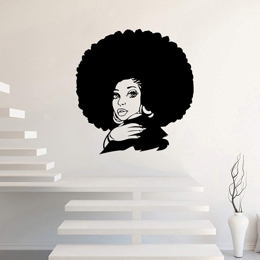 VVWV African Woman Fashion Eyelash Wall Decal - Inspirational Beauty Quote Sticker for Bedroom, Salon & Barbershop Decor - 42x45cm Self-Adhesive Art - Perfect for Home, Beauty Parlor & Retail Spaces