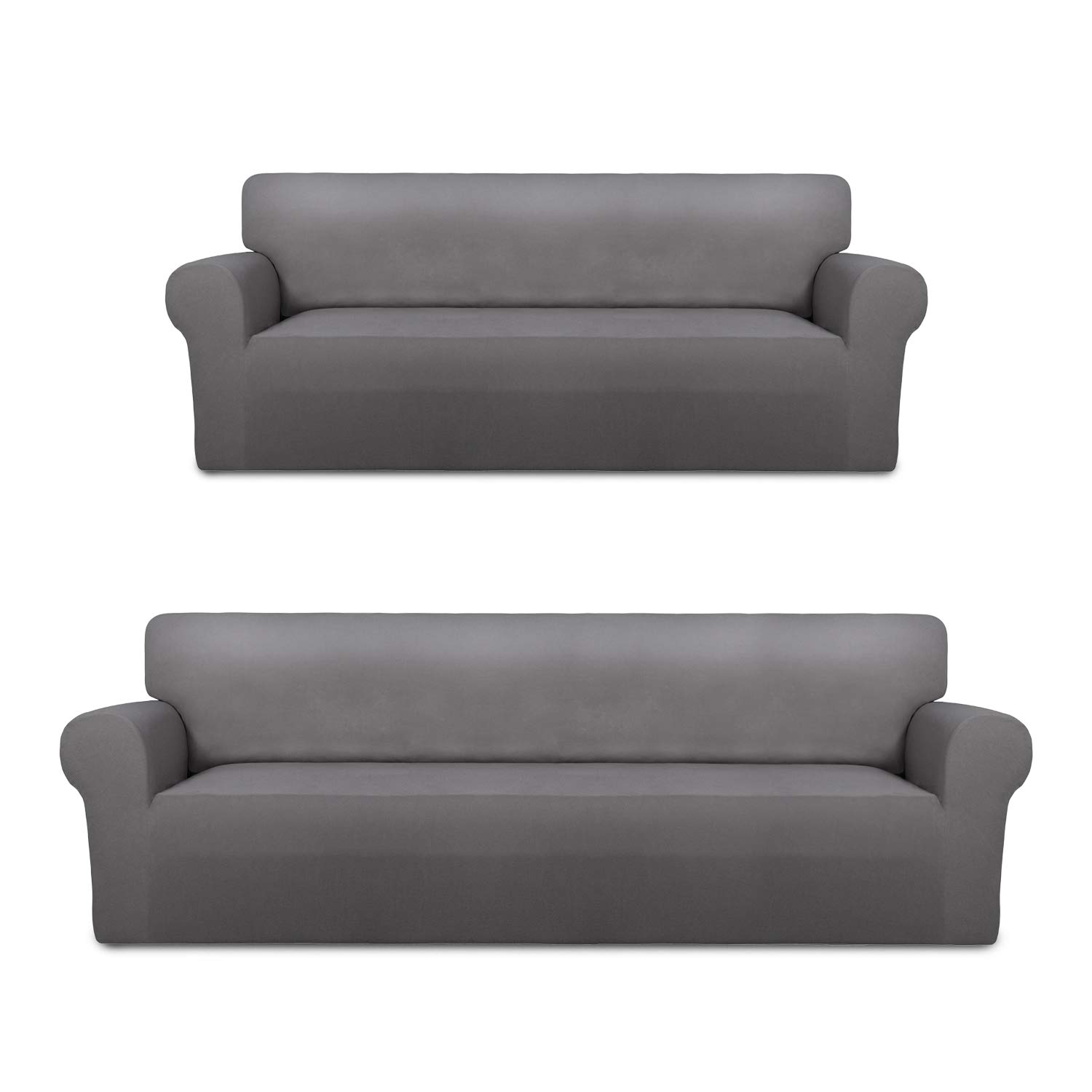 PureFit Oversized Sofa Slipcover Set - Soft Fleece Light Gray Couch Cover for 3-Seater Couches | Perfect for Living Room, Family Room & Home Theater Comfort