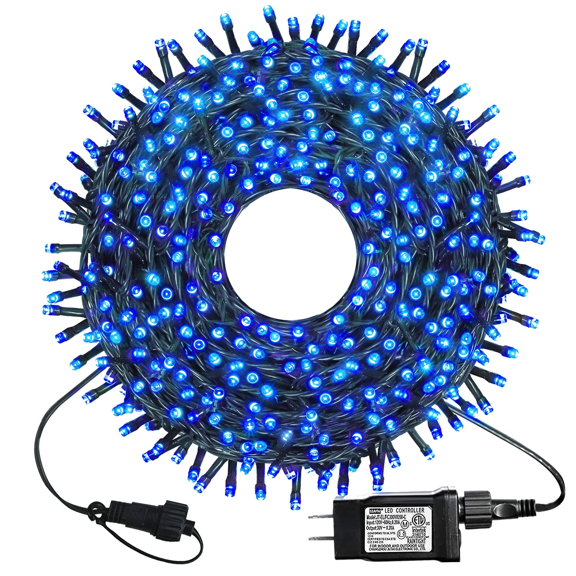 Kemooie 300 LED Outdoor Christmas Lights - 99FT Green Wire Fairy String Lights with 8 Twinkle Modes | Waterproof for Indoor/Outdoor Holiday Decor, Christmas Tree, Wedding & Party Lighting (Blue) - Perfect for Home, Garden, Patio, and Festive Celebrations