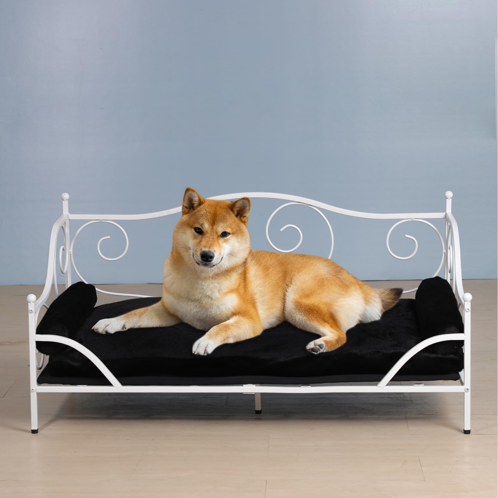 Premium Large Dog Couch Bed with Metal Frame & Washable Cushion - Orthopedic Pet Sofa for Medium to Large Dogs - Cozy Pet Furniture for Living Room, Bedroom & Office (White)