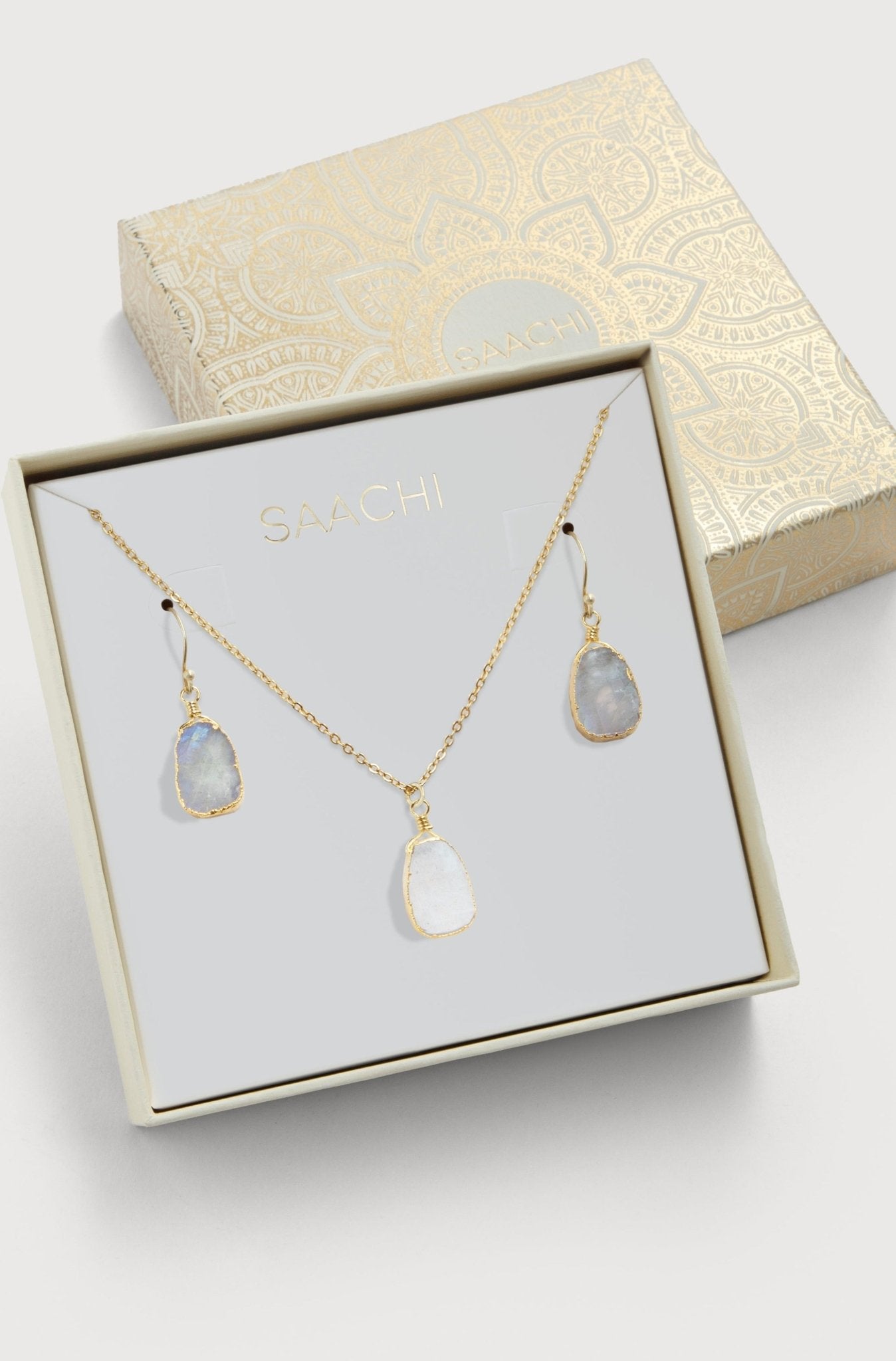 Gemstone Mini Earring and Necklace Set for Women - Elegant Jewelry Gift for Birthday, Anniversary & Valentine's Day - Perfect for Parties, Weddings & Everyday Wear