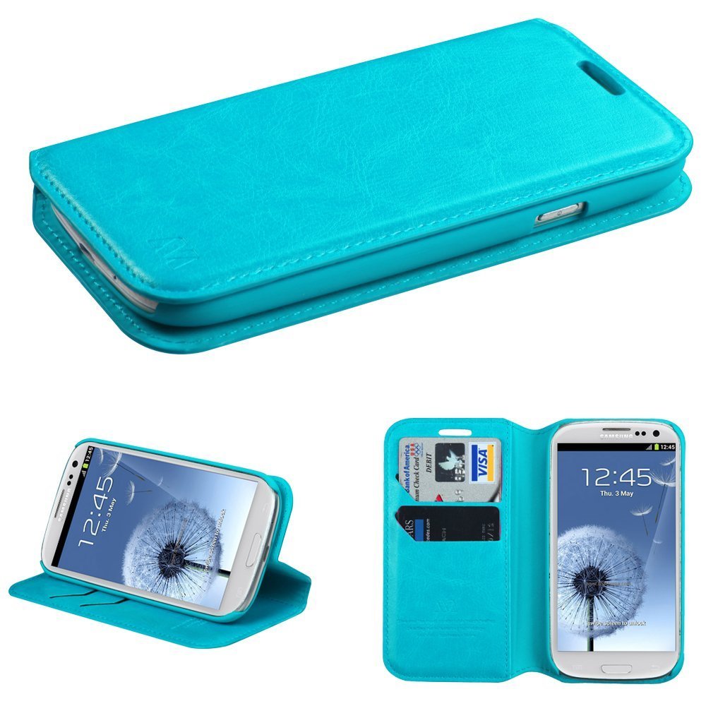 Slim Leather Flip Wallet Pouch for LG G3 - Folio Case with Kickstand, 2 Credit Card Slots, ID Holder & Currency Pocket | Perfect for Business, Travel & Everyday Use (Blue)