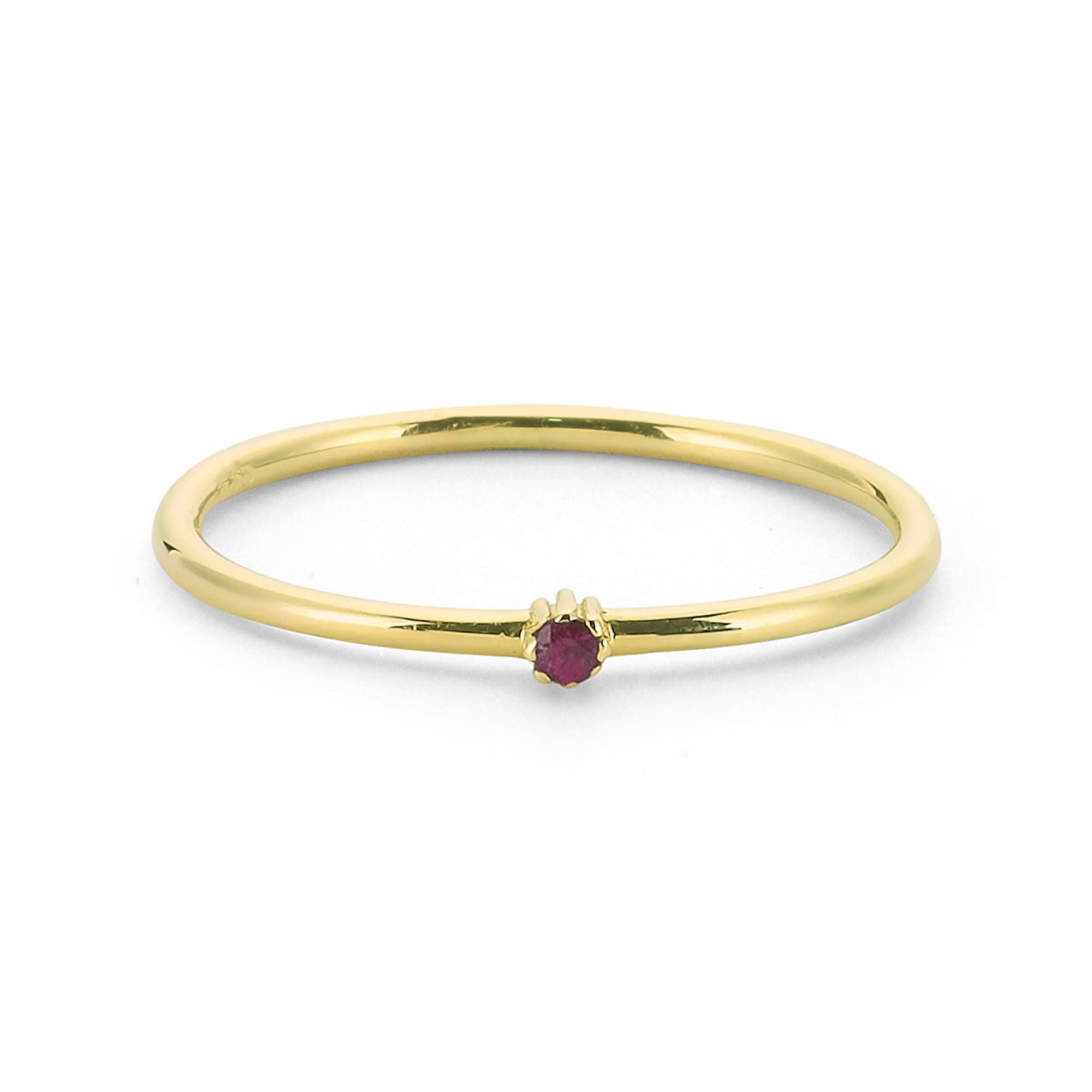14K Gold Tiny Round Ruby Stacking Ring for Women - Elegant Layered Jewelry for Everyday Wear, Date Nights & Special Occasions