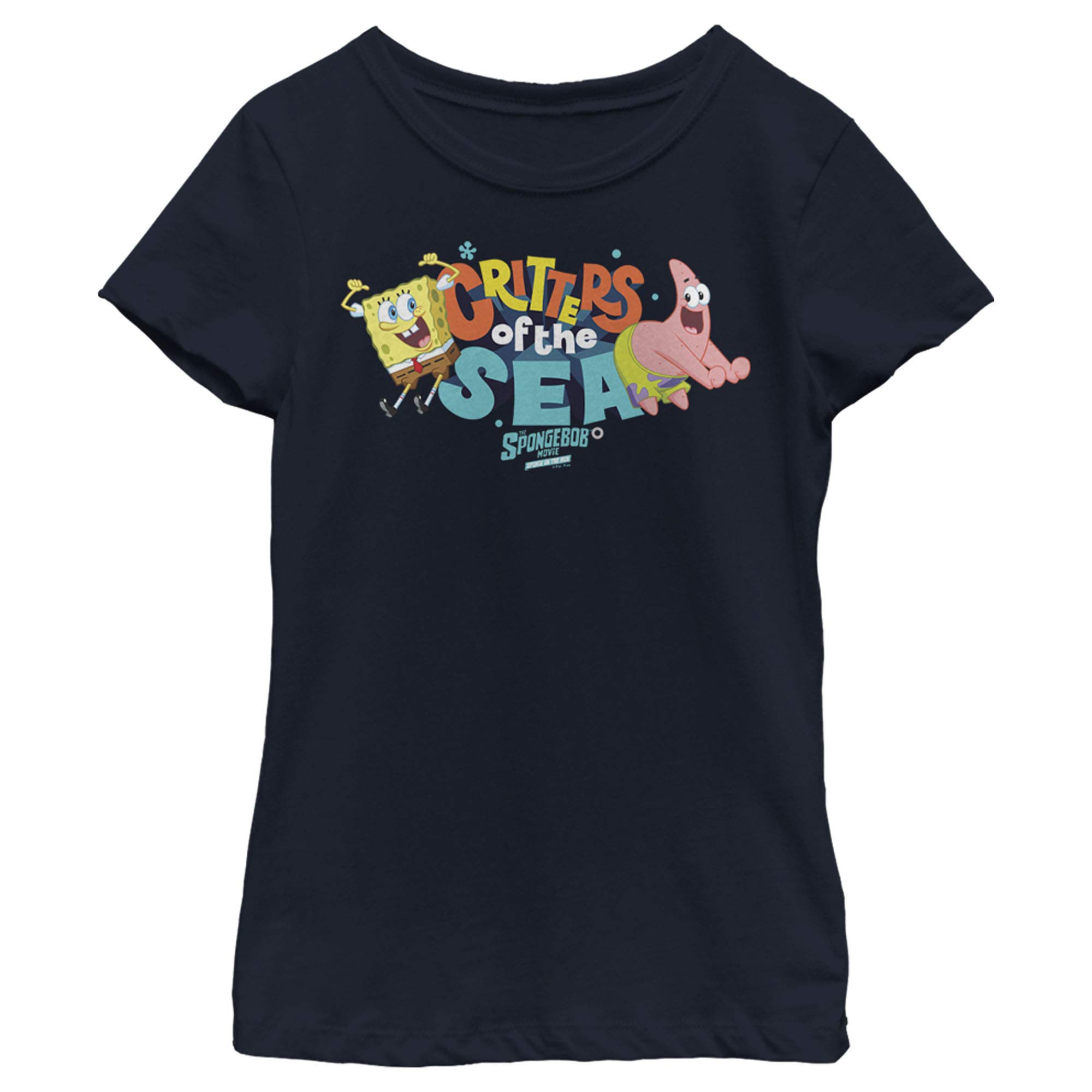 SpongeBob SquarePants Kids Short Sleeve T-Shirt - Cute Sea Critter Friends Graphic Tee for Girls | Perfect for School, Playdates & Summer Outfits
