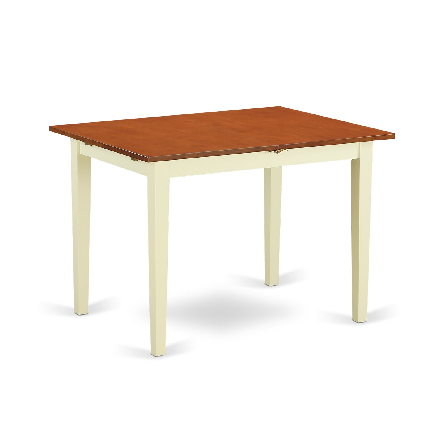 East West Furniture NOAV3-WHI-W 3-Piece Kitchen Table Set for Small Spaces - Expandable Rectangle Dining Table with Butterfly Leaf & 2 Solid Wood Chairs, 32x54 Inch, Buttermilk & Cherry - Perfect for Apartments, Breakfast Nooks, and Cozy Dining Areas