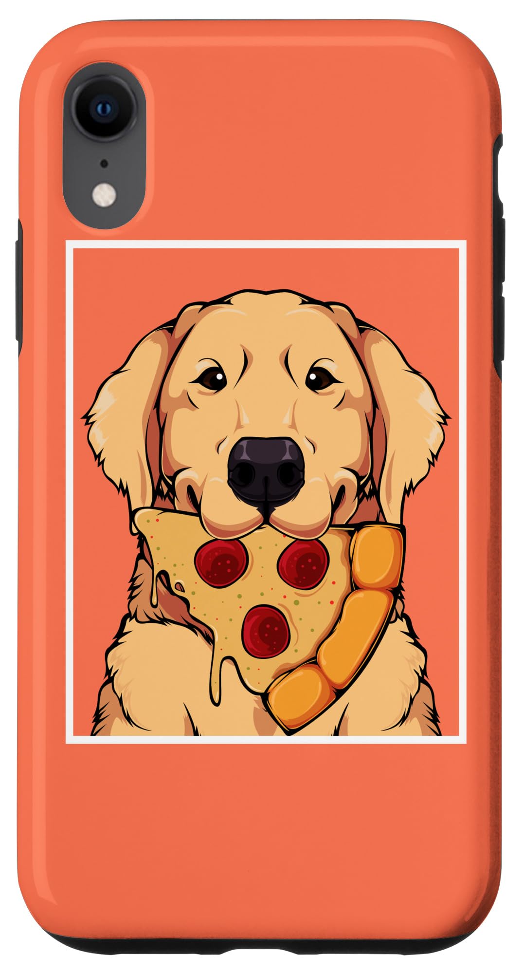 iPhone XR Case - Golden Retriever Dog Eating Pizza Design - Cute Labrador Mom Dad Fast Food Themed Phone Cover - Perfect for Pet Lovers & Food Enthusiasts - Great Gift for Dog Owners & Pizza Fans