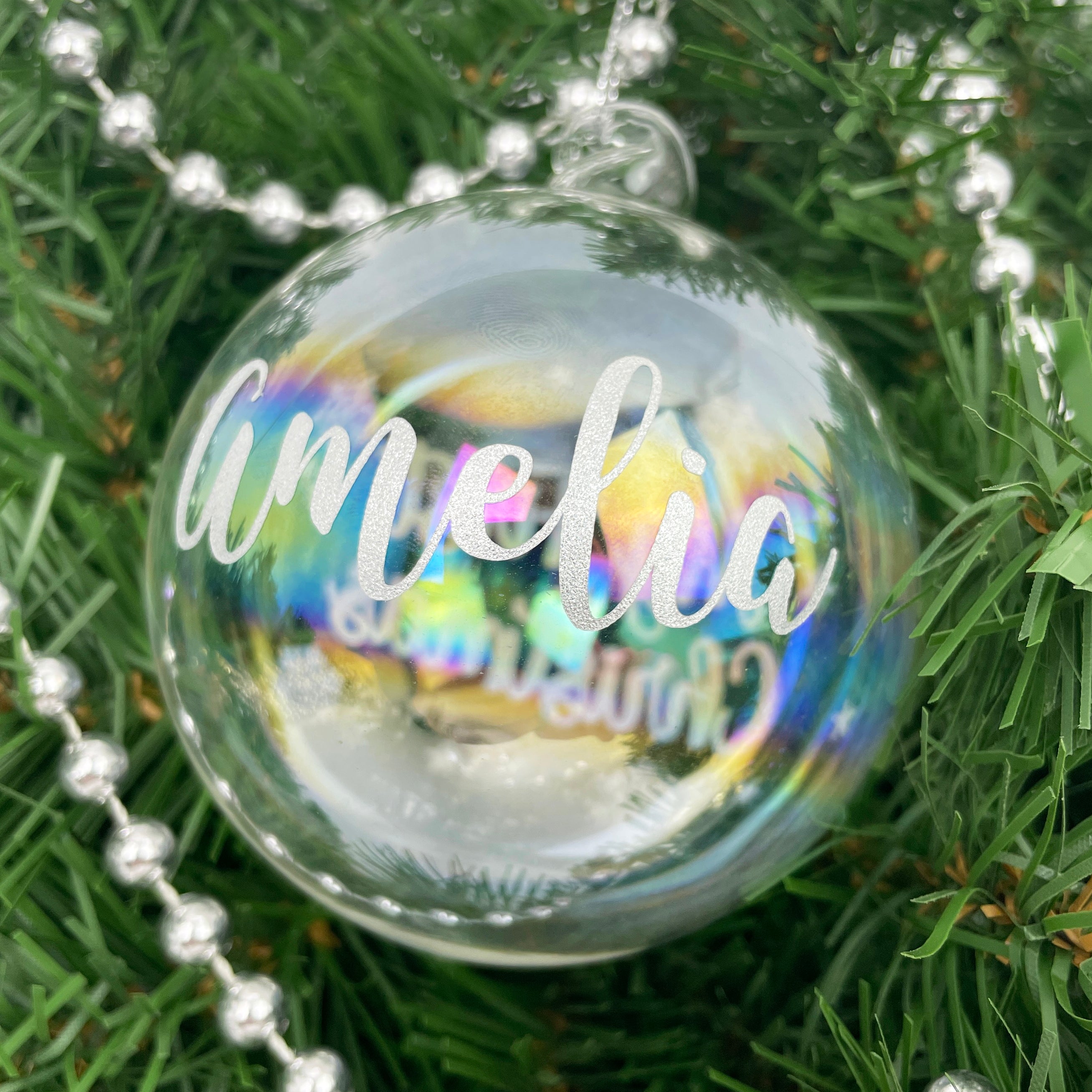 Personalized My First Christmas Iridescent Glass Ornament - Custom Baby's 1st Holiday Keepsake for Tree Decor, Gift & Memory Making