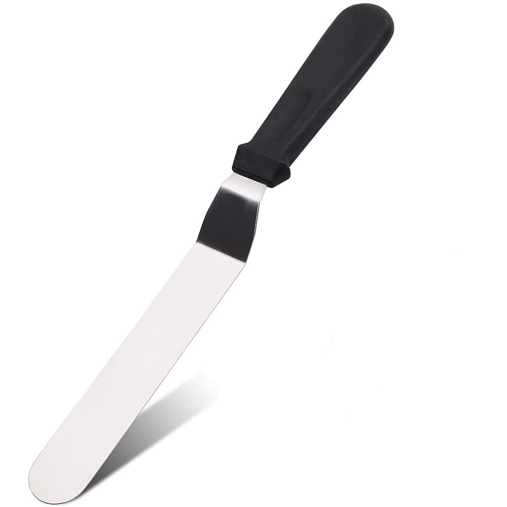 8 Inch Stainless Steel Icing Spatula - Bent Cake Decorating & Frosting Spatula with Ergonomic PP Handle - Perfect for Cookies, Cakes, Cupcakes, Pastries - Ideal for Home Baking, Professional Kitchens & Cake Shops