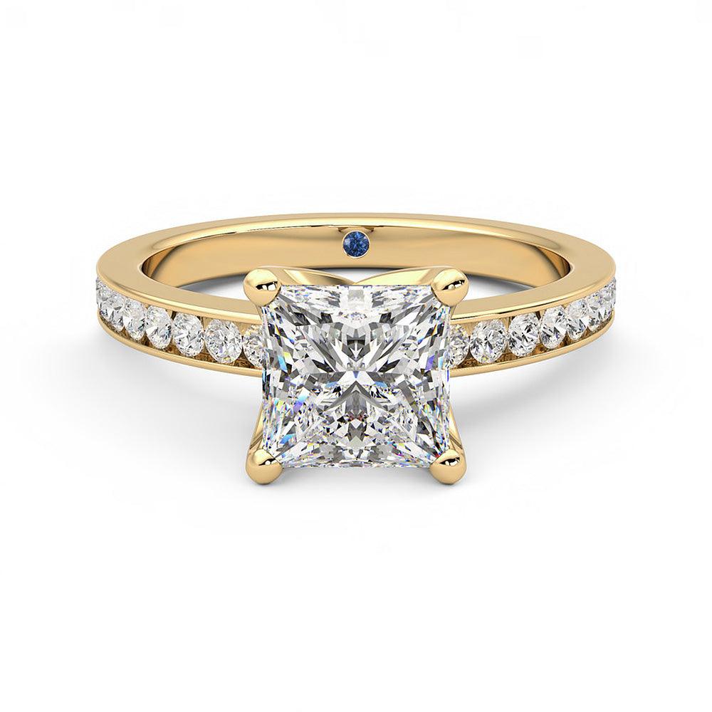 1.5ct Princess Cut Moissanite Engagement Ring for Women - 14K White Gold Hidden Anniversary Stone & Channel Set Side Stones - Perfect for Proposals, Anniversaries, and Special Occasions