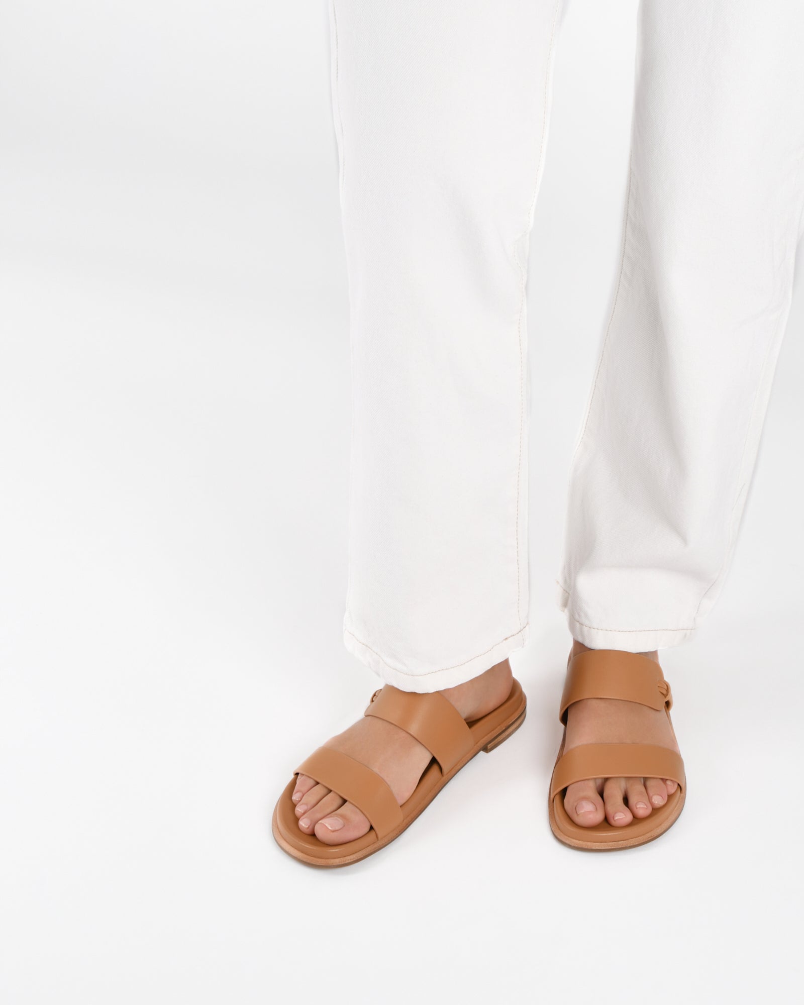 HAYES Flat Sandals for Women - Genuine Leather Toffee Brown - Comfortable Summer Casual Shoes for Beach, Vacation, and Everyday Wear