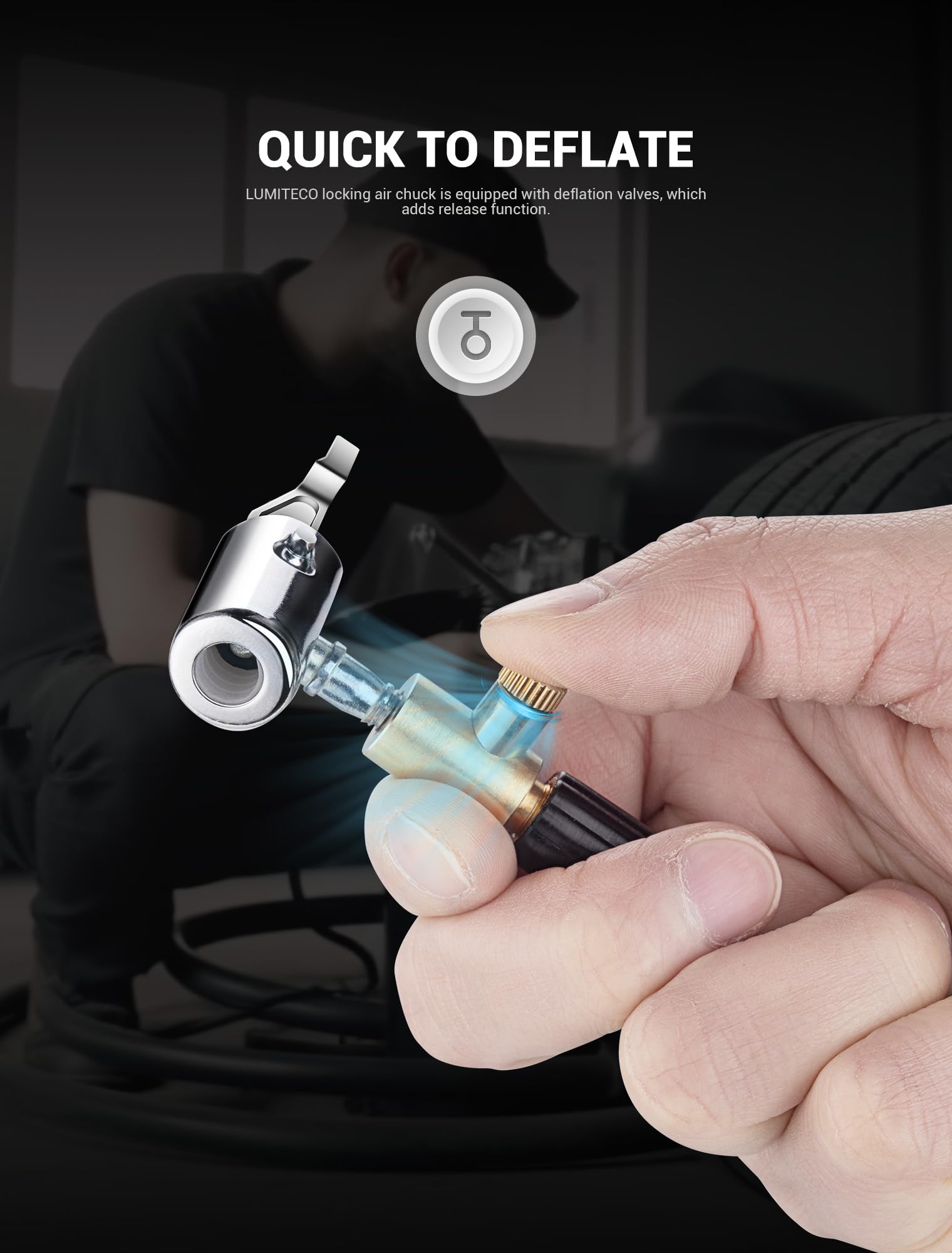 **All Metal Lock-On Air Chuck Tire Inflator Hose Nozzle Adapter – 8mm Quick Connect & Release, No Leak Design for Portable Tire Pumps & Air Compressors – Perfect for Cars, Bikes, and ATVs**