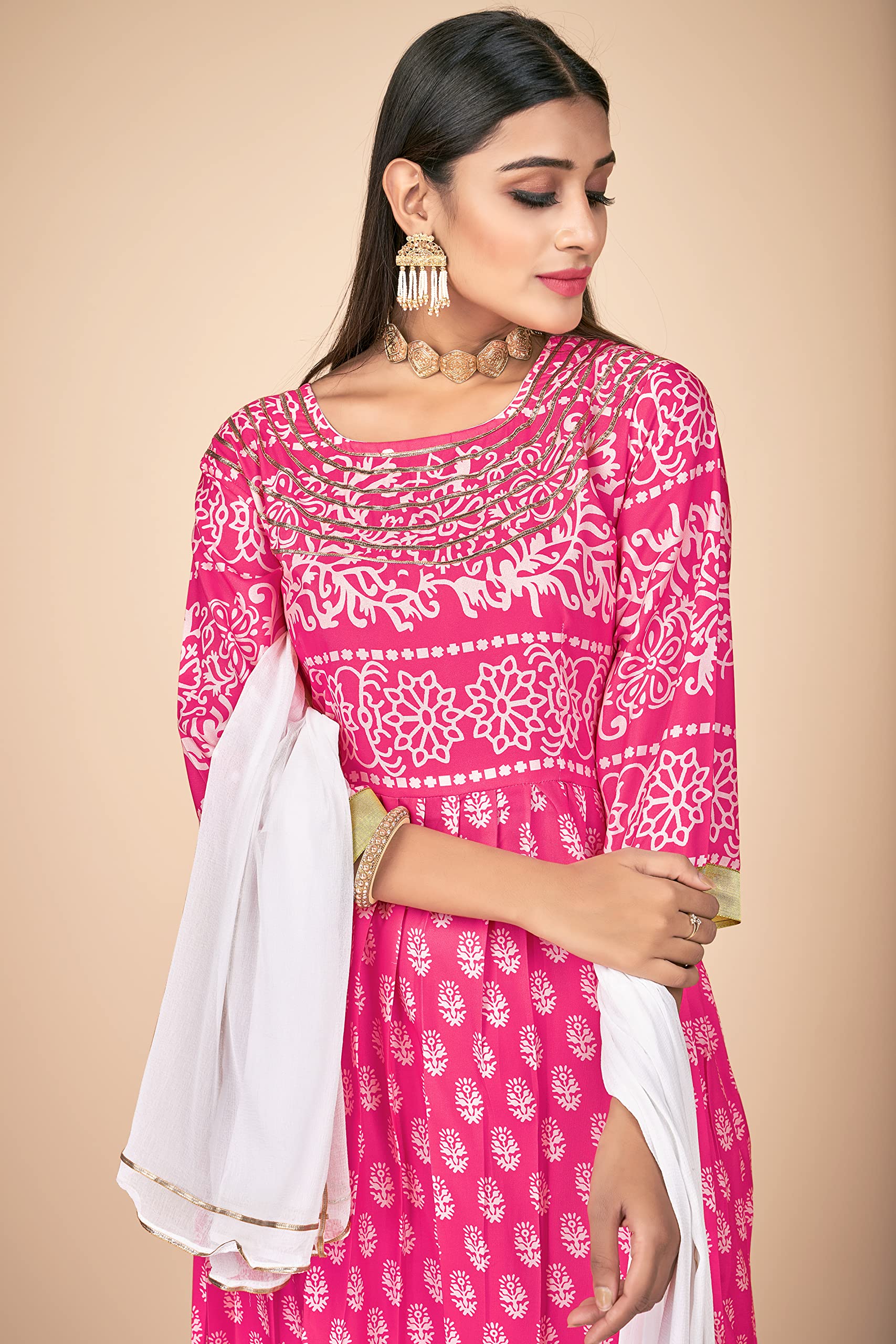 Plus Size Indian Pakistani Kurti for Women with Pant & Dupatta | Rayon Printed Kurta Kurtis Dress for Women | Elegant Ethnic Outfit for Parties, Weddings & Festivals