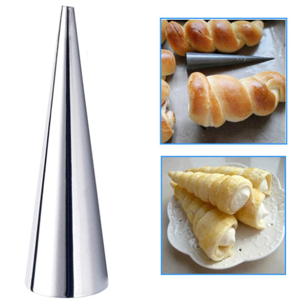 WOIWO 5-Piece Stainless Steel Conical Danish Dough Whisk Set - Professional Croissant Wrapping Tool, Pastry Horn Mold for Baking Bread, Cakes & Danish (Perfect for Bakeries, Home Kitchens & Culinary Schools)