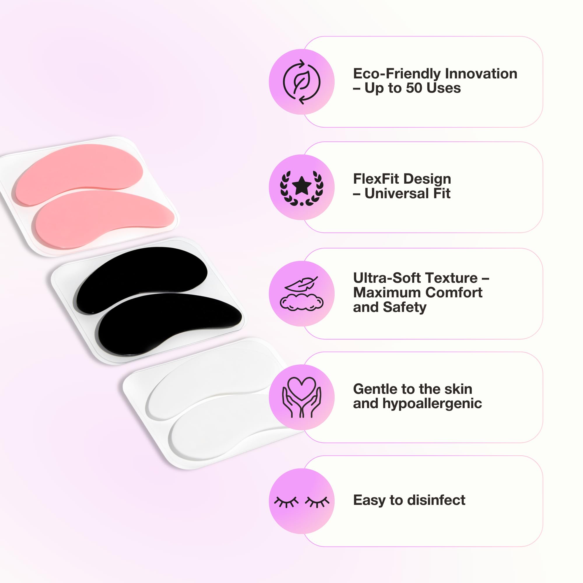 **Curacoro Reusable Silicone Under Eye Pads for Lash Lift & Eyelash Extensions – Soft Black Eye Patches for Sensitive Skin, Lash Perm Lamination & Extensions Remover (Style 3) – Perfect for Salon & Home Use**