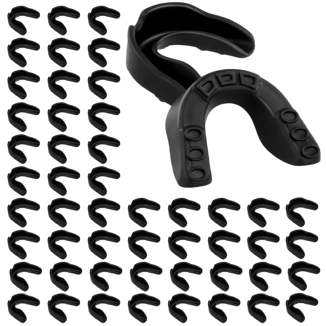 50 Pack Kids & Adult Mouth Guards for Sports - Protective Teeth Mouthpieces for Boxing, Hockey, Basketball, Lacrosse - Perfect for Youth & Professional Athletes Training & Games