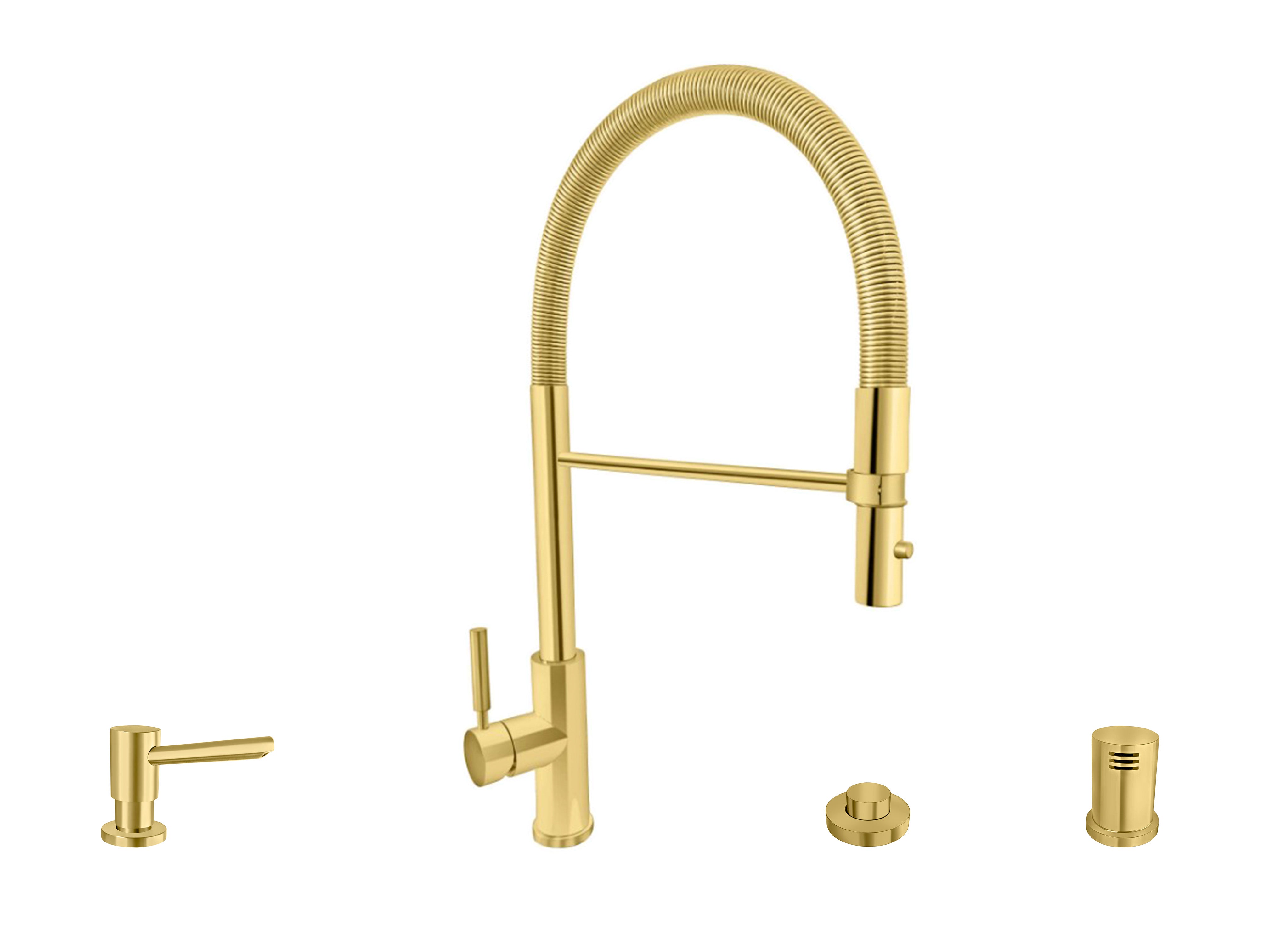 Acquaco 26.727RL 4 Culinario Pro High Spout Pull-Out Kitchen Faucet 4-Piece Suite - Perfect for Modern Home Cooking & Dishwashing