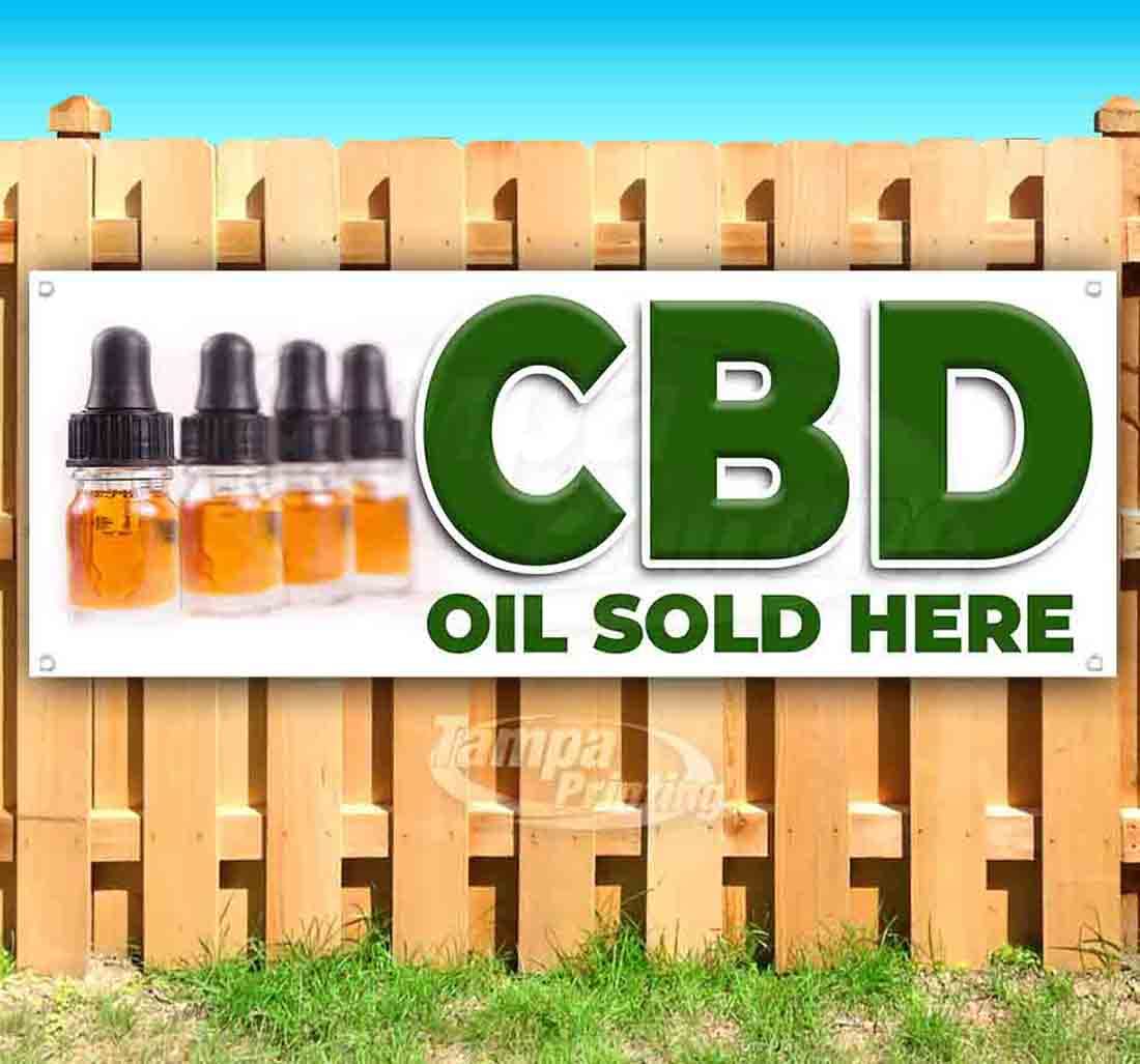 Premium 13 oz Heavy-Duty Vinyl CBD Oil Banner - Single-Sided with Metal Grommets | Durable Non-Fabric Sign for Storefronts & Trade Shows | Perfect for CBD Shops, Dispensaries & Retail Advertising