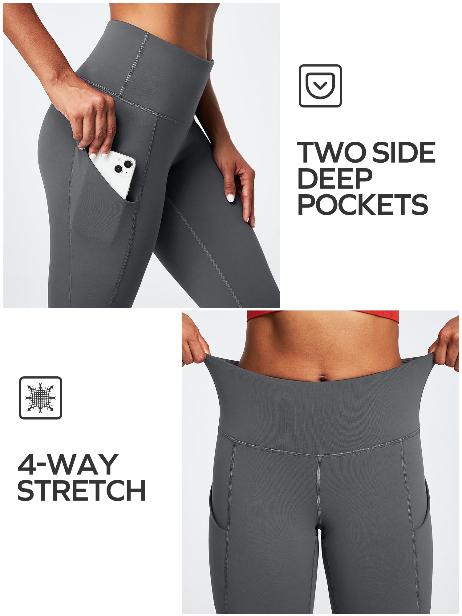 Ewedoos Women's Fleece Lined Leggings with Pockets - Thermal Winter Warm High Waisted Yoga Pants for Workout & Everyday Wear - Perfect for Cold Weather, Gym, Running, and Lounge