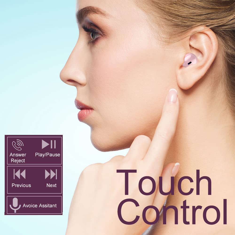 Mini Wireless Bluetooth Earbuds - Small Semi In-Ear Headphones with Charging Case, Hands-Free for iPhone & Android (Black) | Perfect for Gym, Running, Commuting & Work Calls