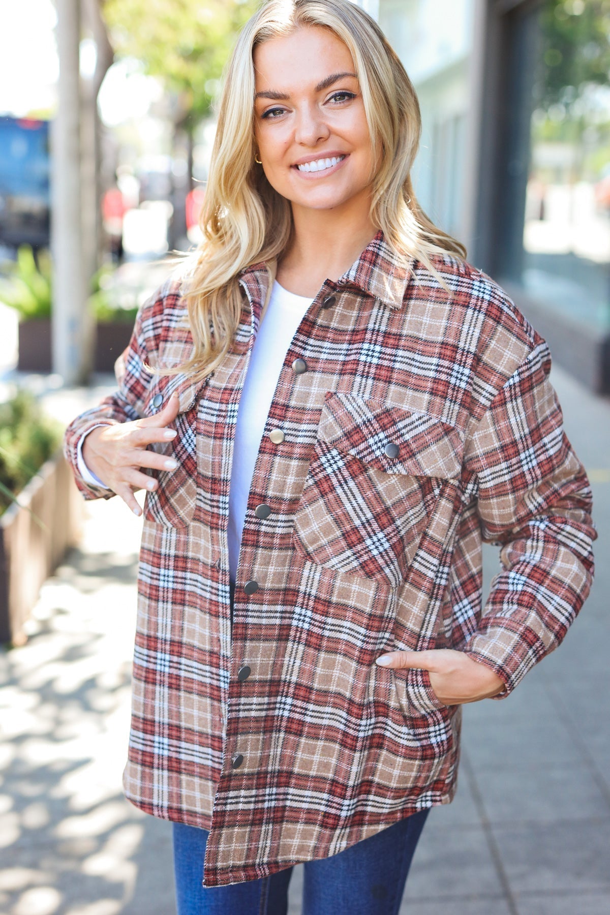 Be You Best Taupe Plaid Quilt Lined Button Down Shacket - Stylish Fall & Winter Layering Piece for Women | Perfect for Casual Outings, Workwear & Outdoor Activities