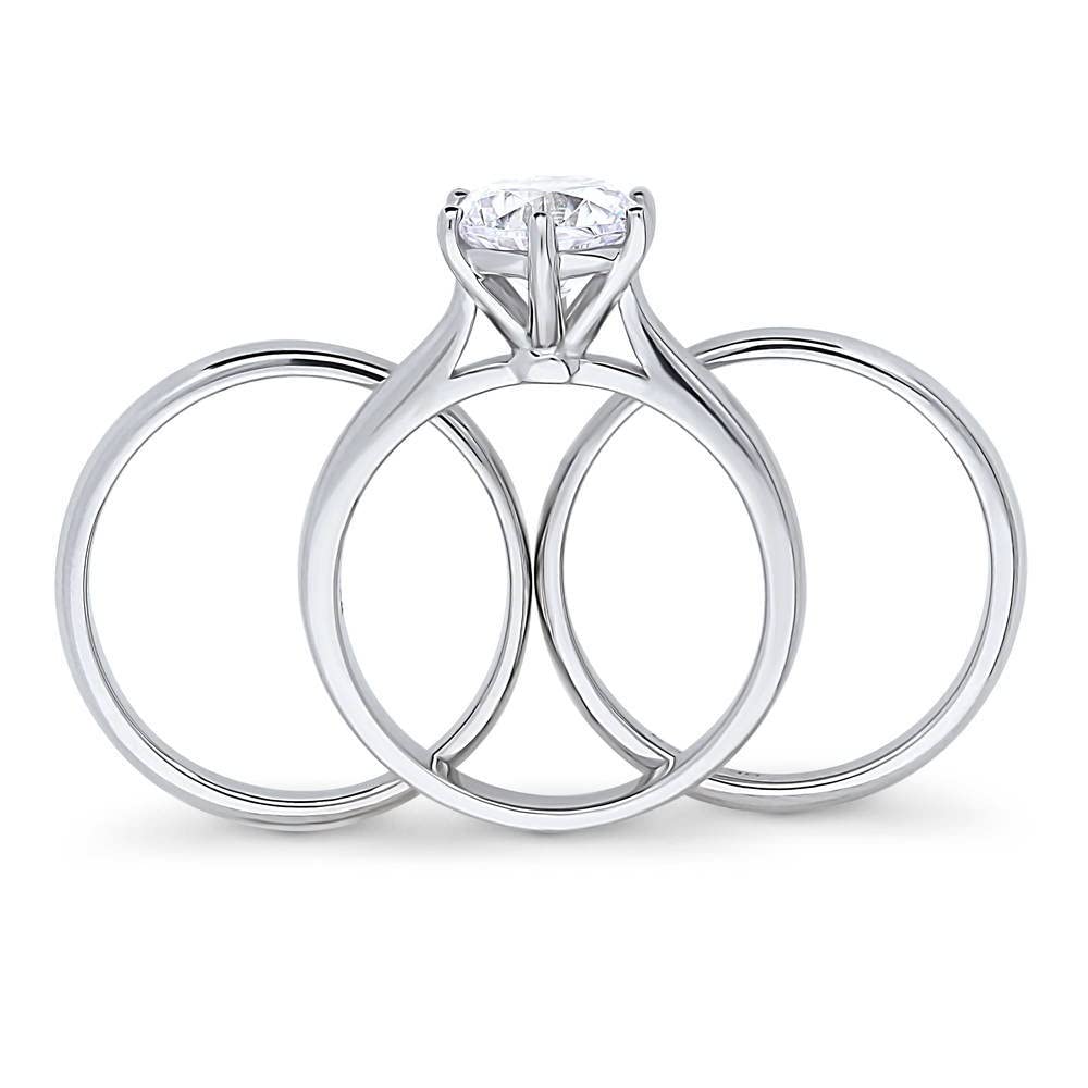 BERRICLE Sterling Silver Solitaire Wedding & Engagement Ring Set - 2 Carat Round Cut Cubic Zirconia CZ for Women, Rhodium Plated (Sizes 4-10) - Perfect for Proposals, Anniversaries & Special Occasions